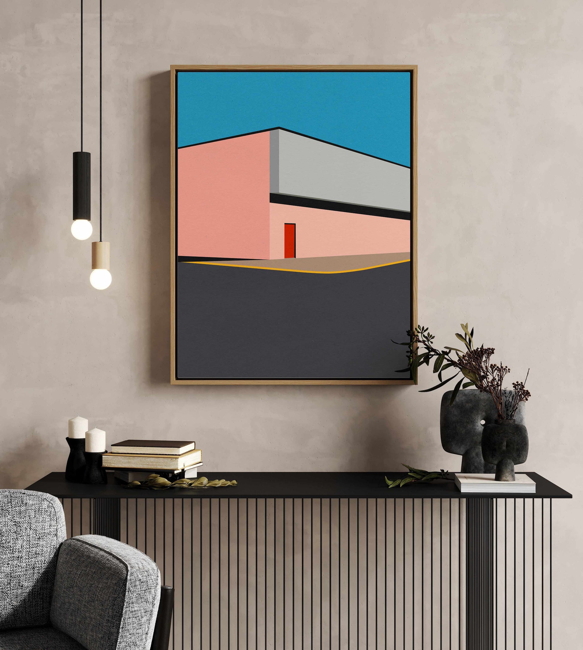 Warehouse Illustration By Rosi Feist | Framed Canvas Art Print from Olive et Oriel where you can shop wallpaper and artworks online