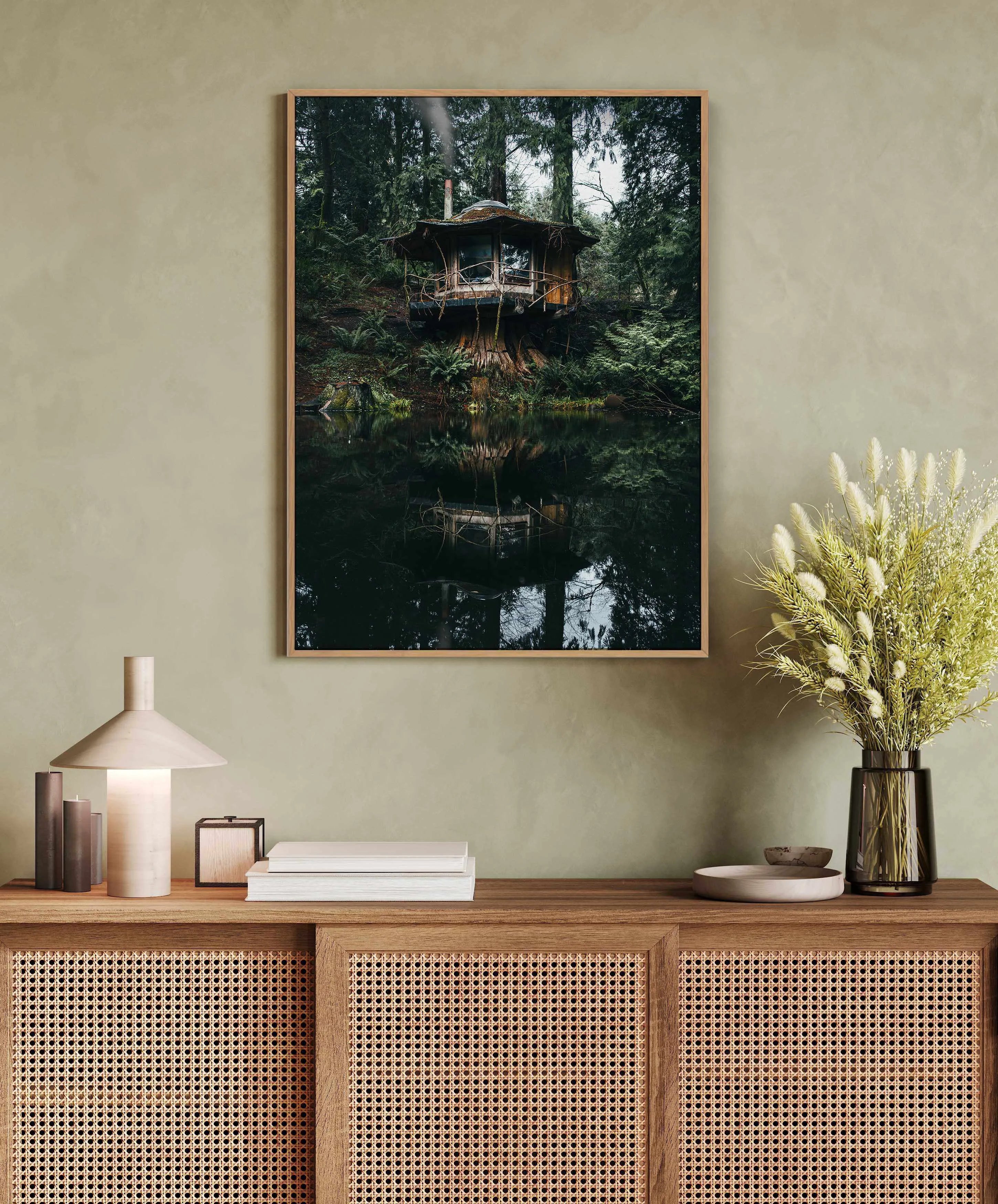 Washington Cabins by Kalen X | Framed Canvas Art Print from Olive et Oriel where you can shop wallpaper and artworks online