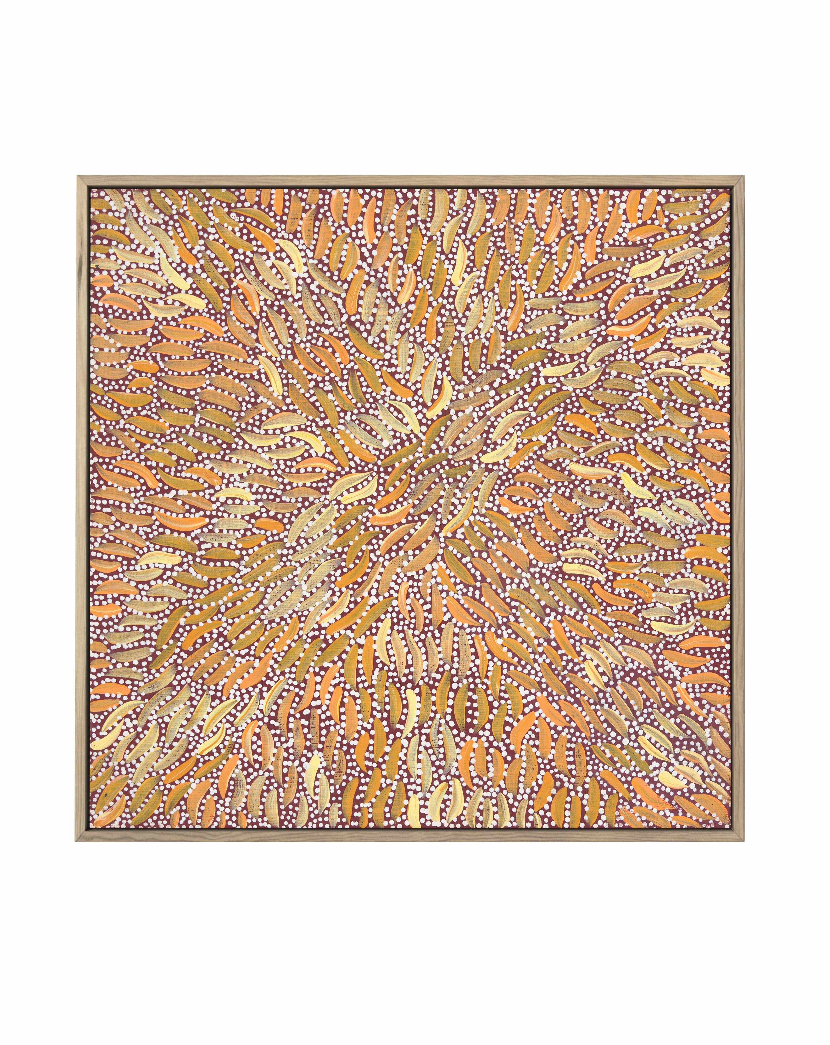 Water Dreaming II in Ochre by Chantelle Nampijinpa Robertson | Framed Canvas Art Print