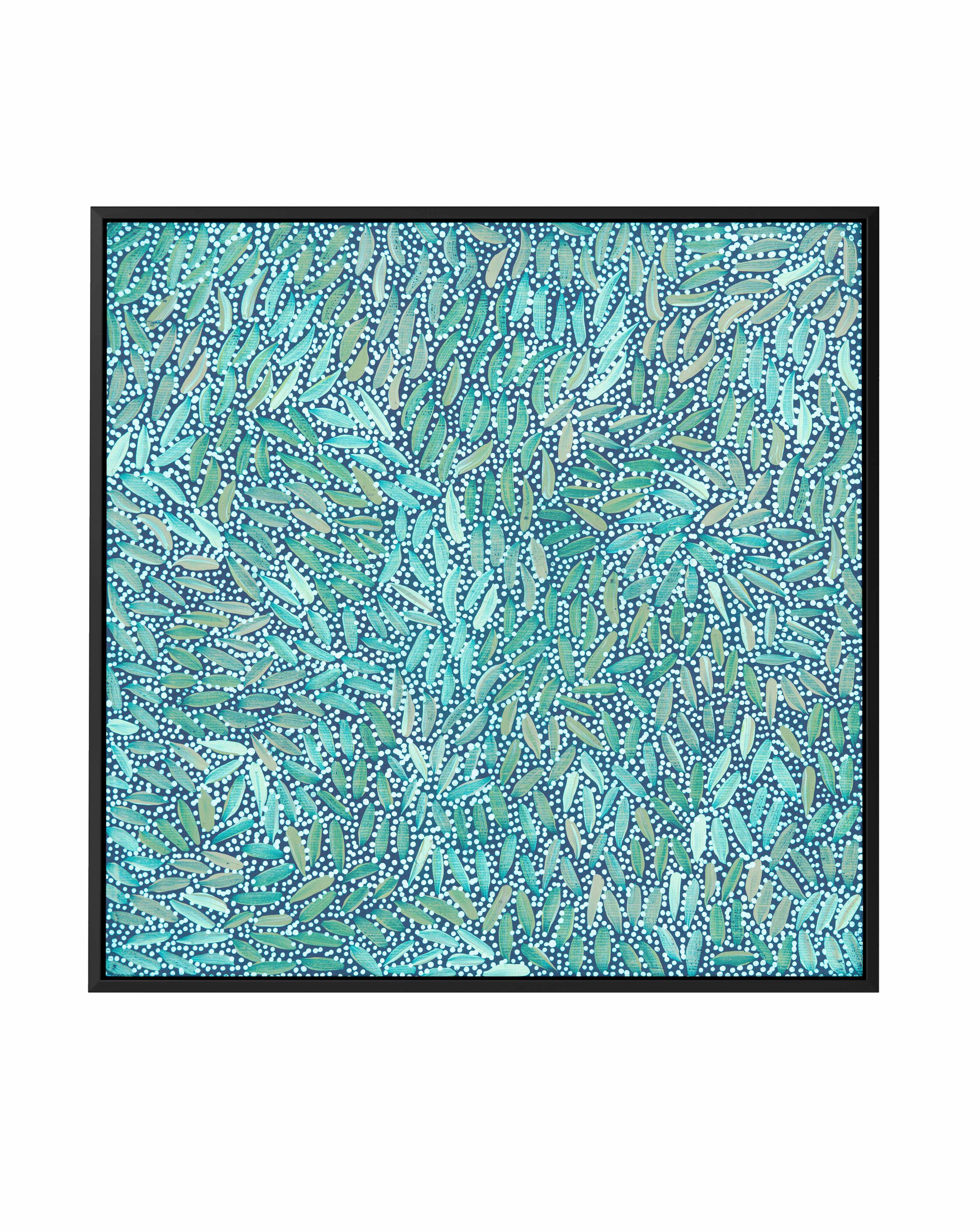 Water Dreaming in Teal II by Chantelle Nampijinpa Robertson | Framed Canvas Art Print