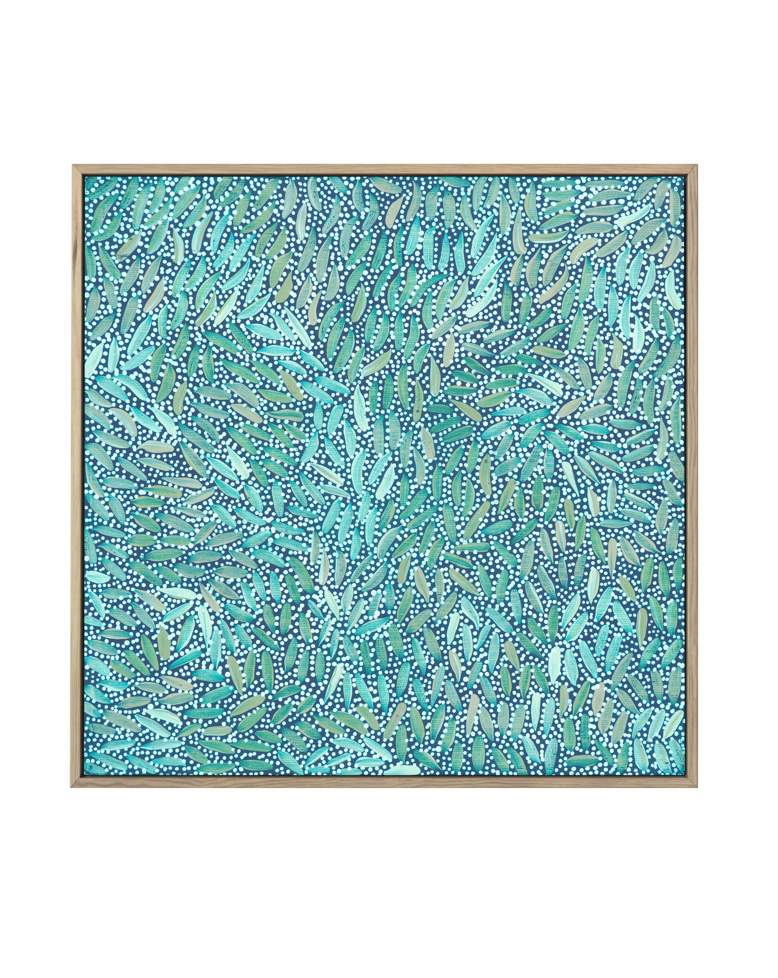 Water Dreaming in Teal II by Chantelle Nampijinpa Robertson | Framed Canvas Art Print