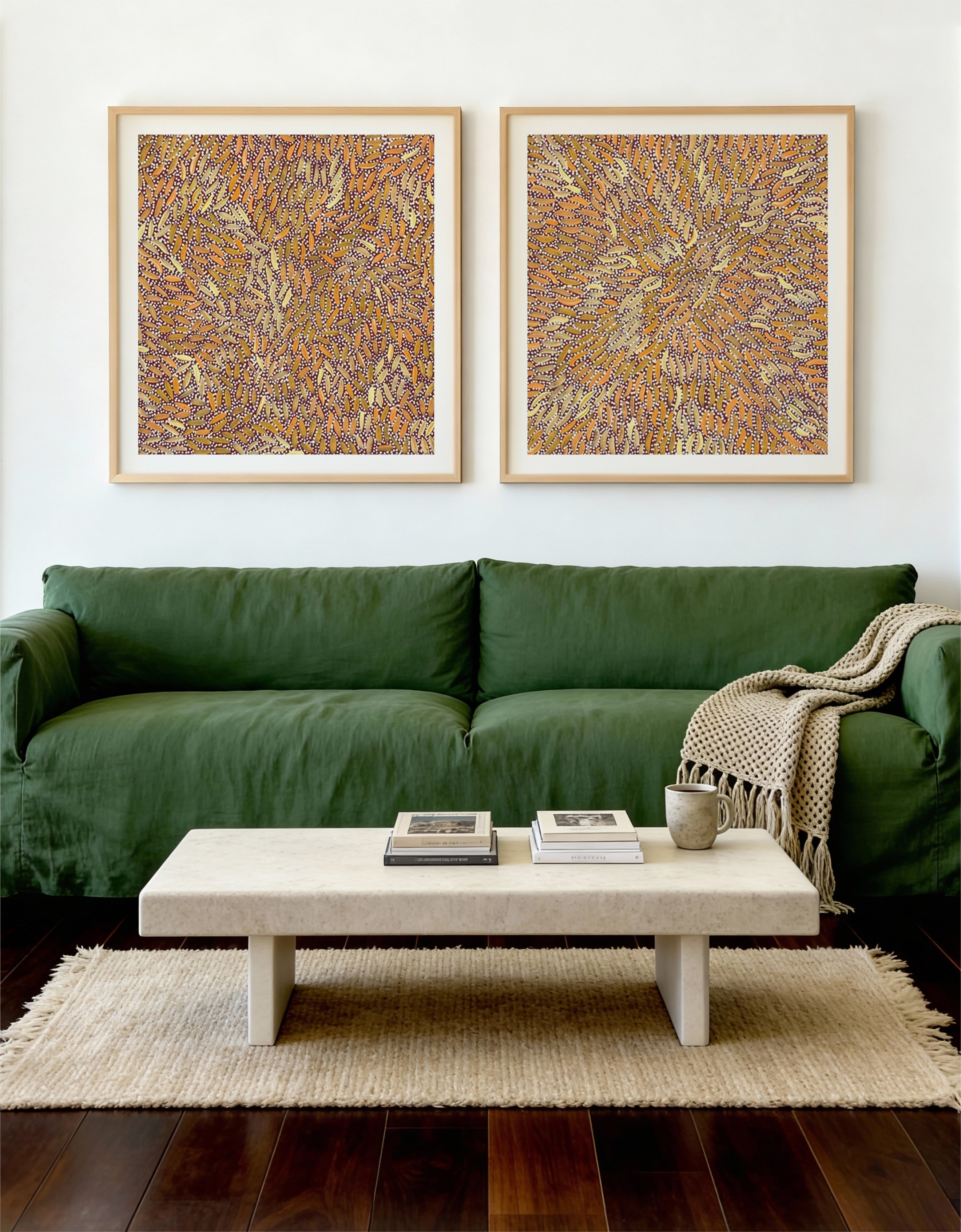 Water Dreaming in Ochre I & II by Chantelle Nampijinpa Robertson Art Print Set of 2 | Matching Wall Art