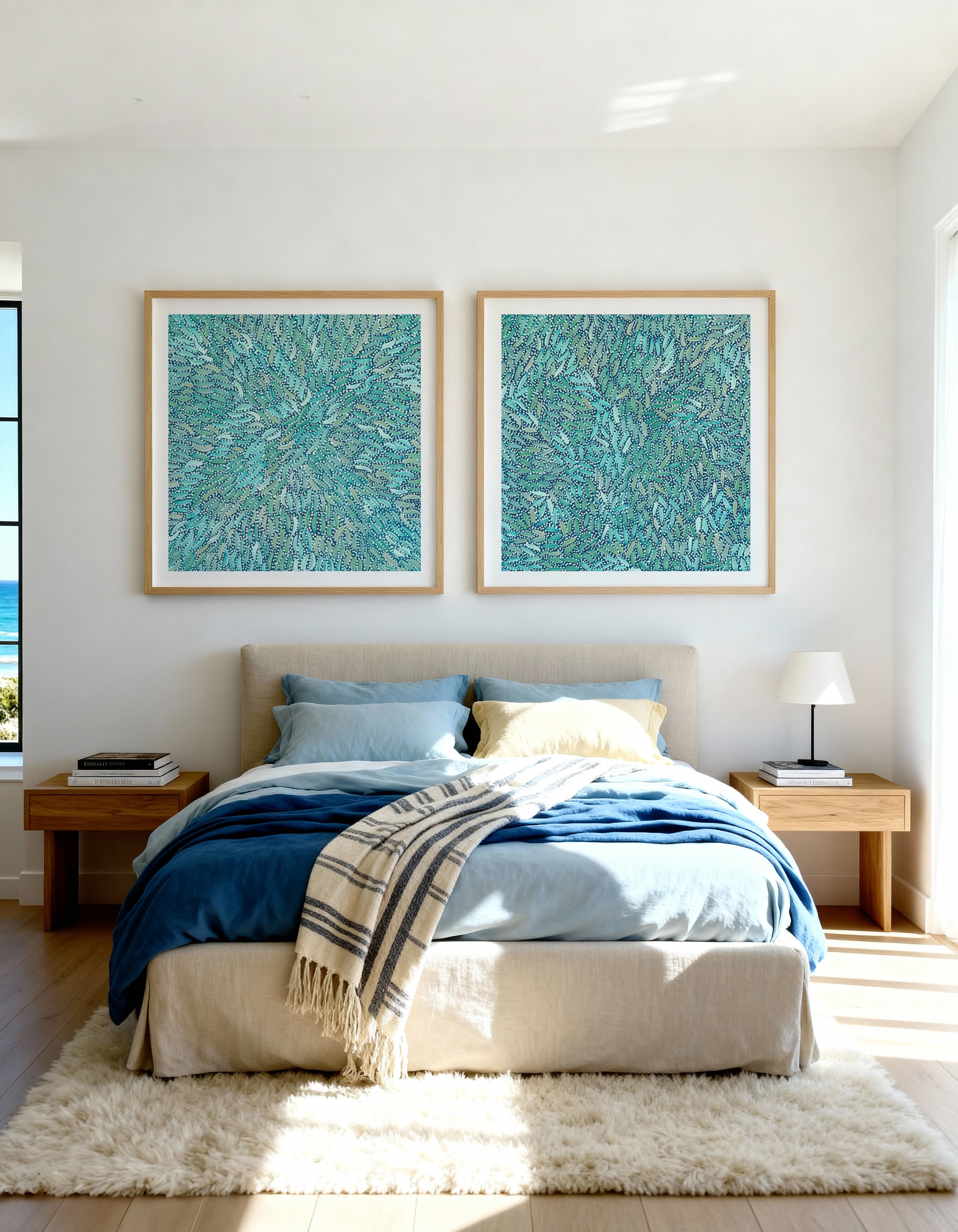 Water Dreaming in Teal I & II by Chantelle Nampijinpa Robertson Art Print Set of 2 | Matching Wall Art