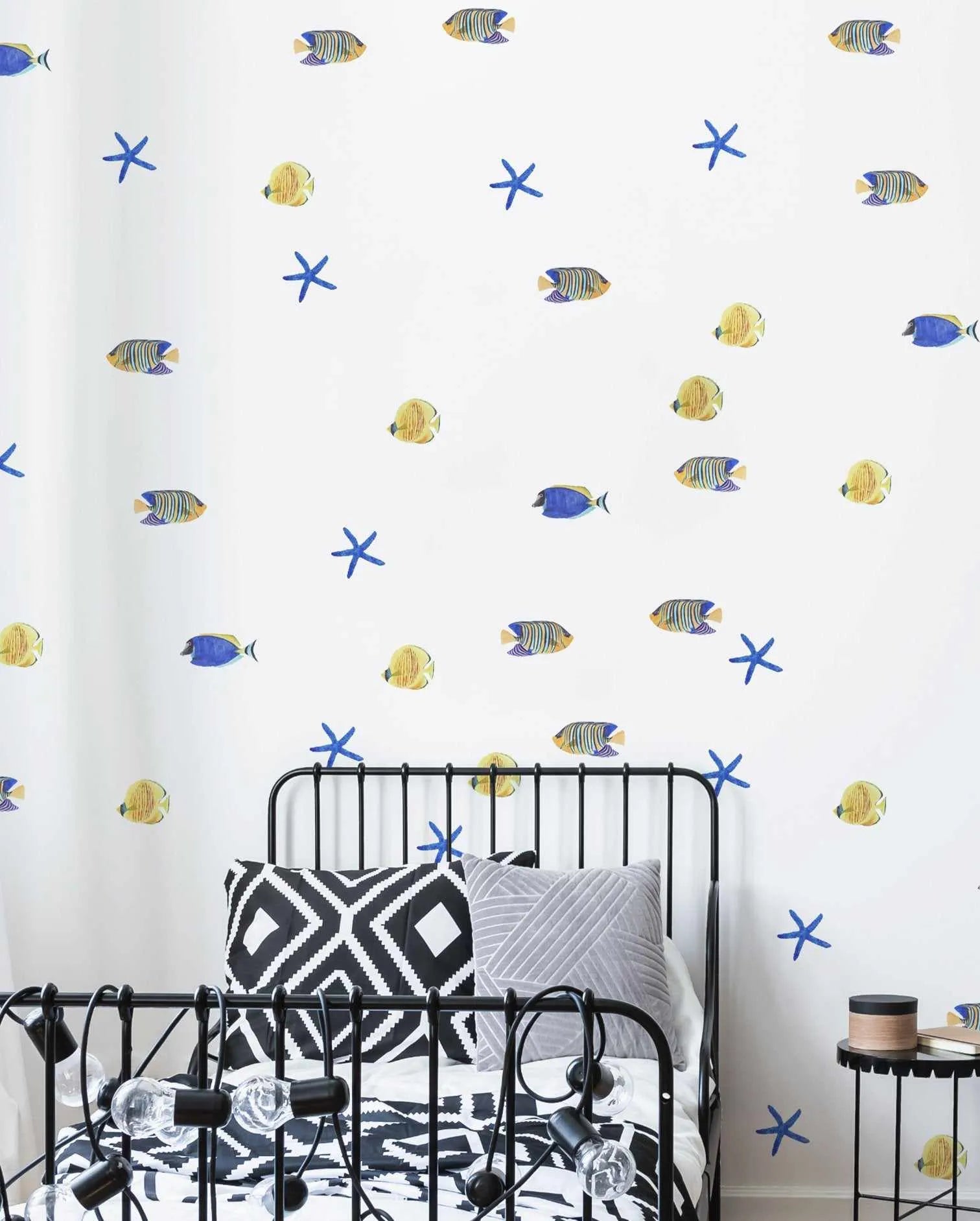 Watercolour Fish Decal Set-Decals-Olive et Oriel-Decorate your kids bedroom wall decor with removable wall decals, these fabric kids decals are a great way to add colour and update your children's bedroom. Available as girls wall decals or boys wall decals, there are also nursery decals.