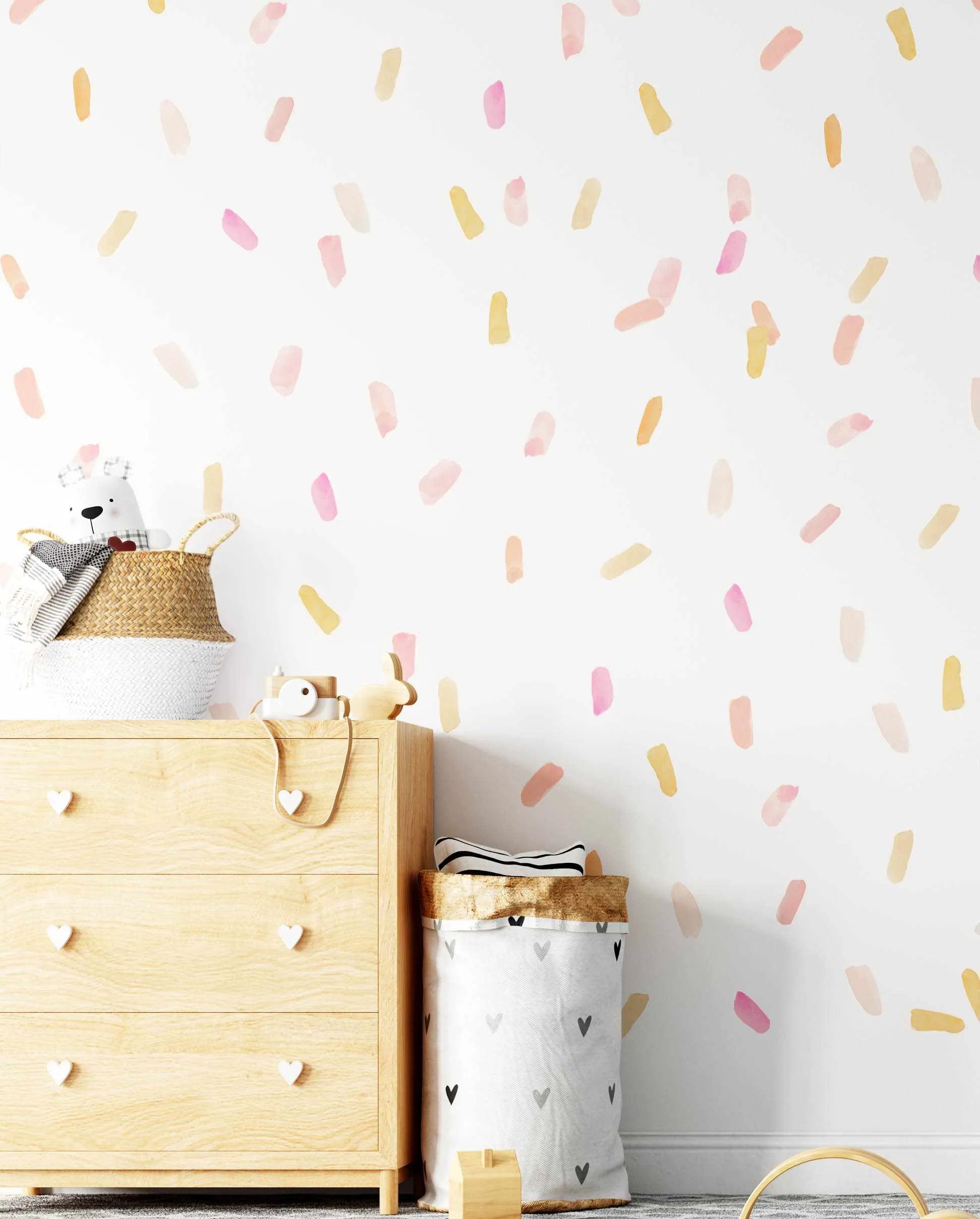 Watercolour Paint Stroke | Coral Decal Set-Decals-Olive et Oriel-Decorate your kids bedroom wall decor with removable wall decals, these fabric kids decals are a great way to add colour and update your children's bedroom. Available as girls wall decals or boys wall decals, there are also nursery decals.