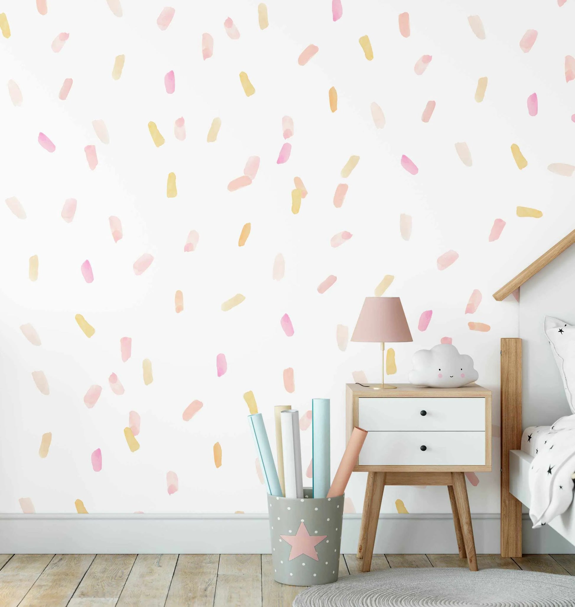Watercolour Paint Stroke | Coral Decal Set-Decals-Olive et Oriel-Decorate your kids bedroom wall decor with removable wall decals, these fabric kids decals are a great way to add colour and update your children's bedroom. Available as girls wall decals or boys wall decals, there are also nursery decals.