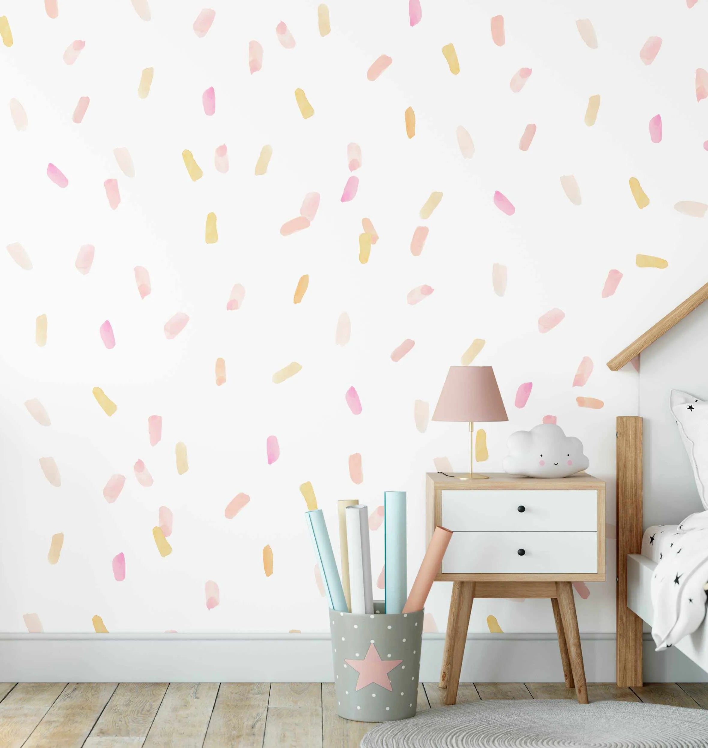 Watercolour Paint Stroke | Coral Decal Set-Decals-Olive et Oriel-Decorate your kids bedroom wall decor with removable wall decals, these fabric kids decals are a great way to add colour and update your children's bedroom. Available as girls wall decals or boys wall decals, there are also nursery decals.