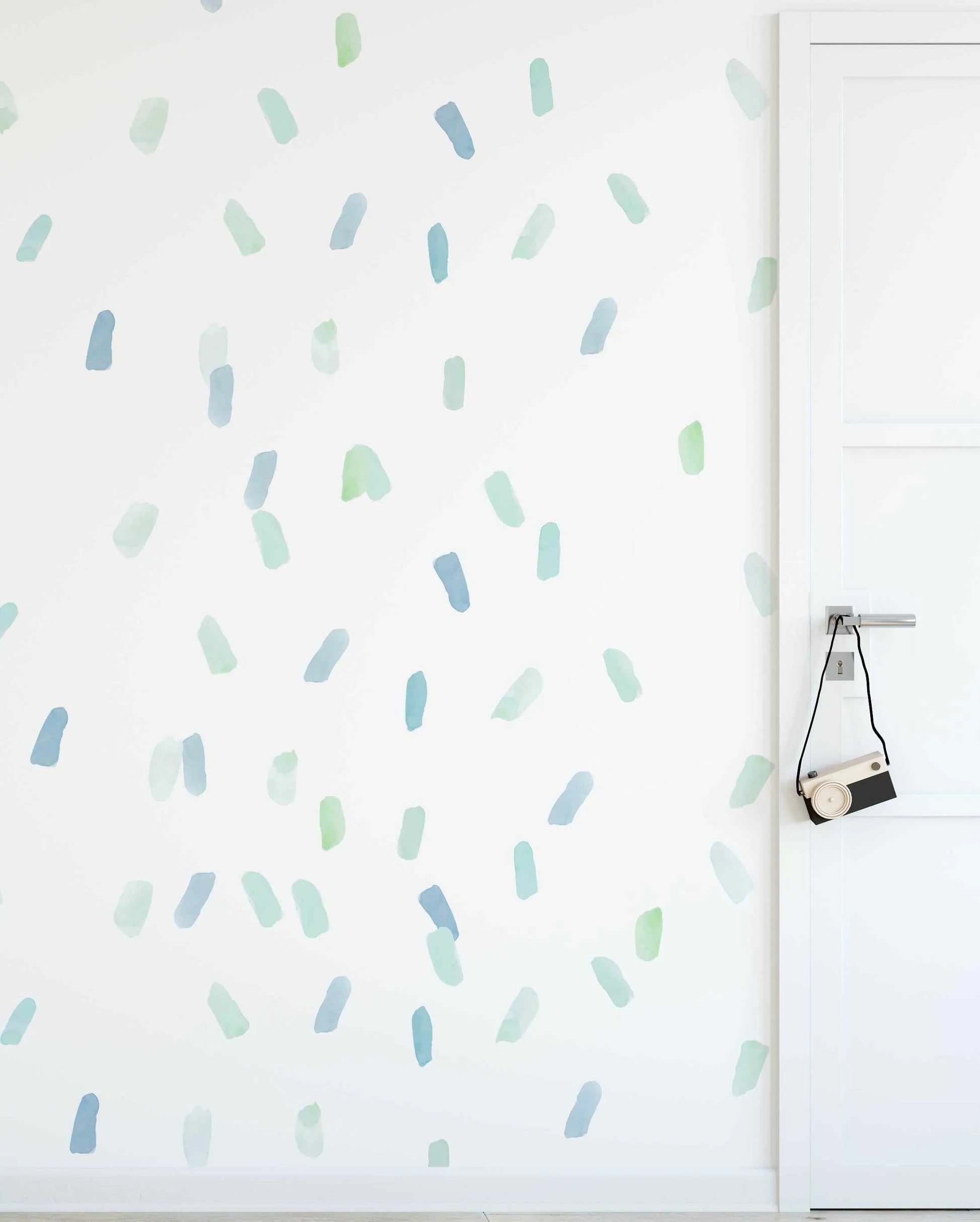Watercolour Paint Stroke | Seafoam Decal Set-Decals-Olive et Oriel-Decorate your kids bedroom wall decor with removable wall decals, these fabric kids decals are a great way to add colour and update your children's bedroom. Available as girls wall decals or boys wall decals, there are also nursery decals.