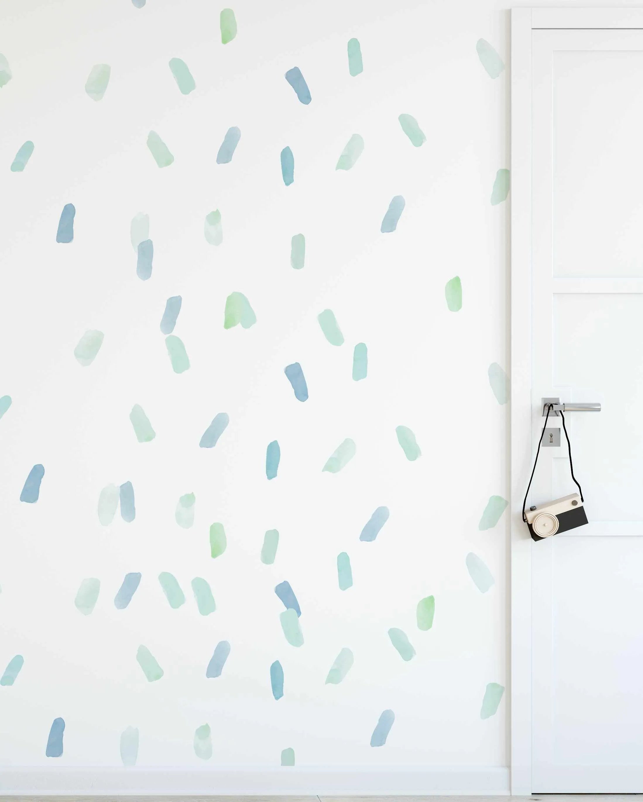 Watercolour Paint Stroke | Seafoam Decal Set-Decals-Olive et Oriel-Decorate your kids bedroom wall decor with removable wall decals, these fabric kids decals are a great way to add colour and update your children's bedroom. Available as girls wall decals or boys wall decals, there are also nursery decals.