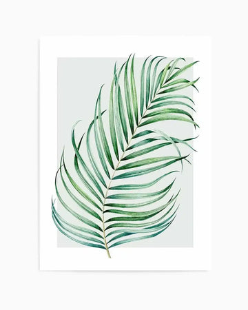 Watercolour Palm On Grey I Art Print from Olive et Oriel where you can shop wallpaper and artworks online