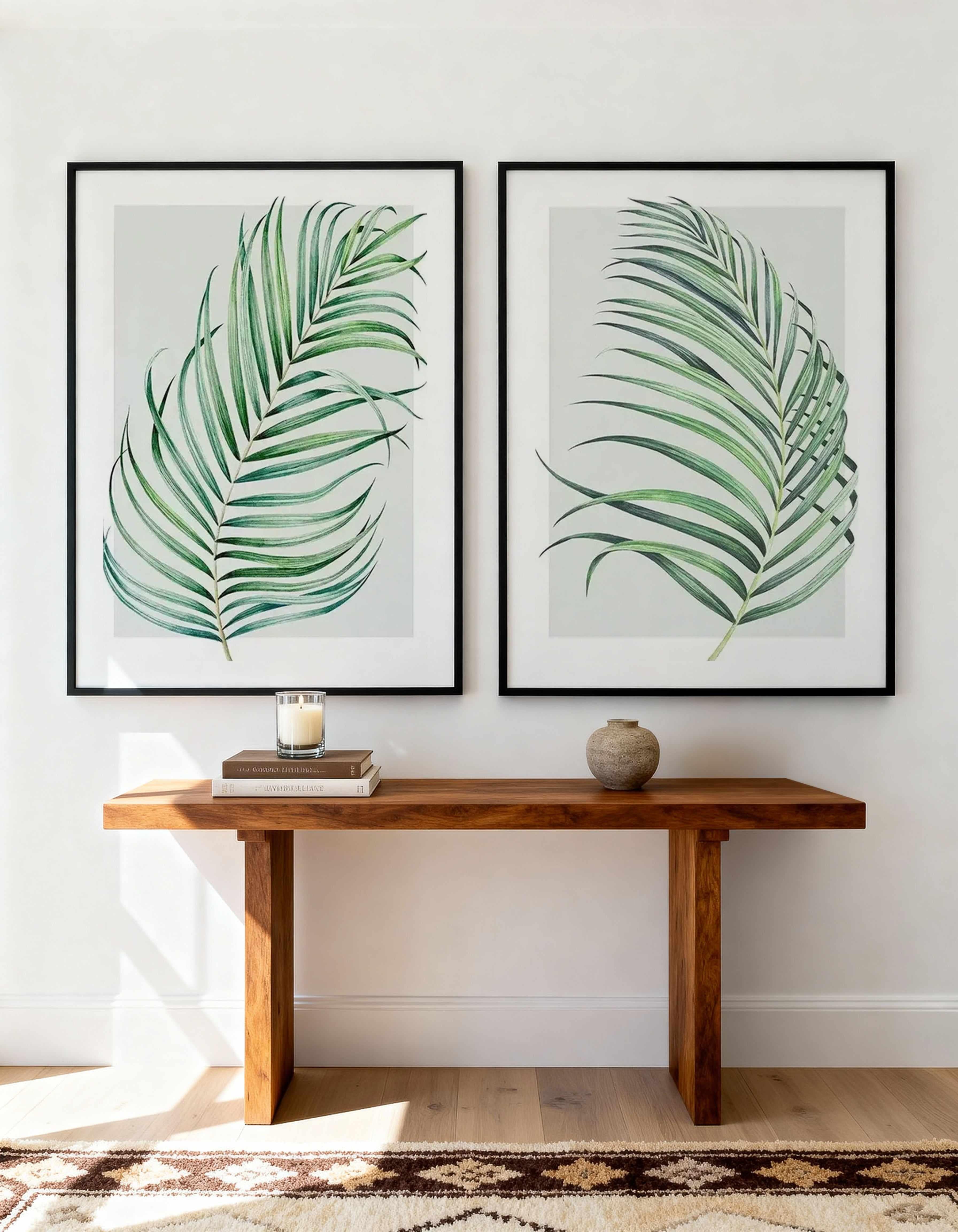 Watercolour Palm on Grey I & II Art Print Set of 2 | Matching Wall Art from Olive et Oriel where you can shop wallpaper and artworks online