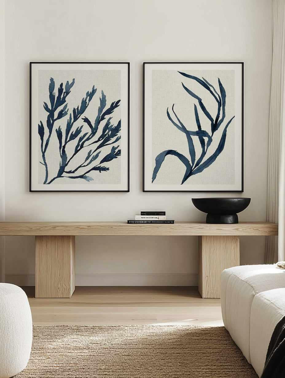 Watercolour Seagrass I & II Art Print Set of 2 | Matching Wall Art from Olive et Oriel where you can shop wallpaper and artworks online