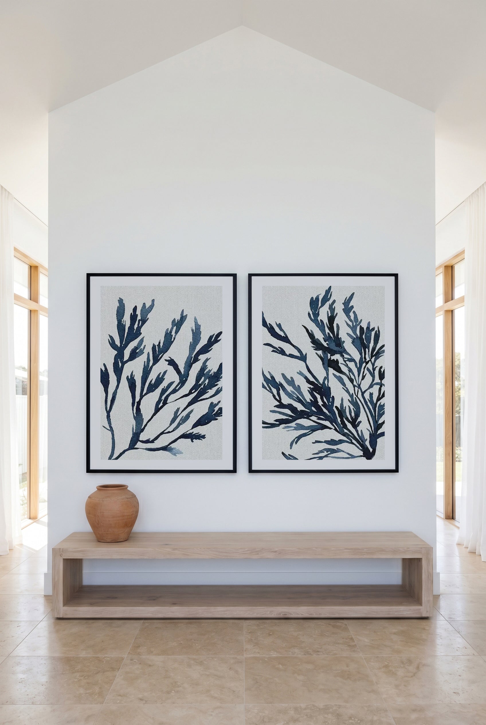 Watercolour Seagrass I & III Art Print Set of 2 | Matching Wall Art