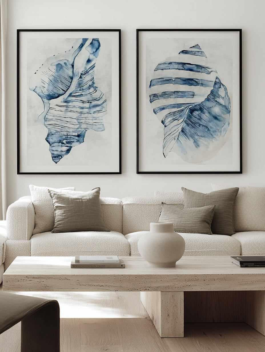 Watercolour Shell I & II Art Print Set of 2 | Matching Wall Art from Olive et Oriel where you can shop wallpaper and artworks online