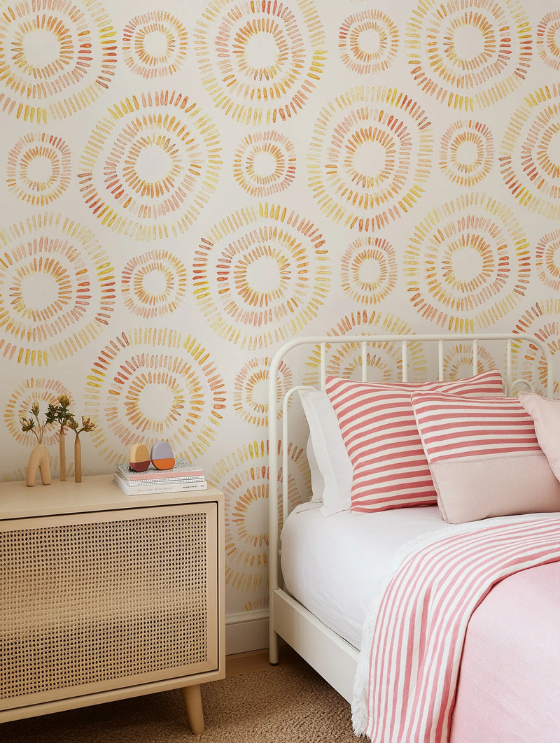 Watercolour Sunshine Wallpaper from Olive et Oriel where you can shop wallpaper and artworks online
