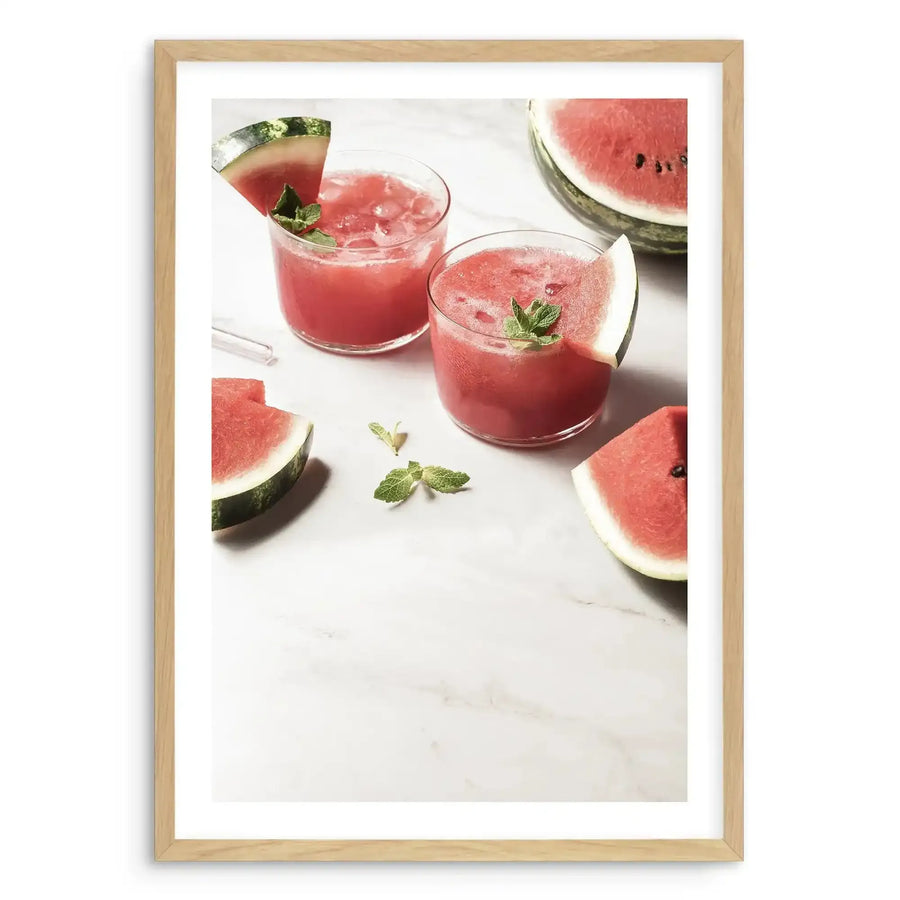 Watermelon Smash Art Print-PRINT-Olive et Oriel-Olive et Oriel-A5 | 5.8" x 8.3" | 14.8 x 21cm-Oak-With White Border-Buy-Australian-Art-Prints-Online-with-Olive-et-Oriel-Your-Artwork-Specialists-Austrailia-Decorate-With-Coastal-Photo-Wall-Art-Prints-From-Our-Beach-House-Artwork-Collection-Fine-Poster-and-Framed-Artwork