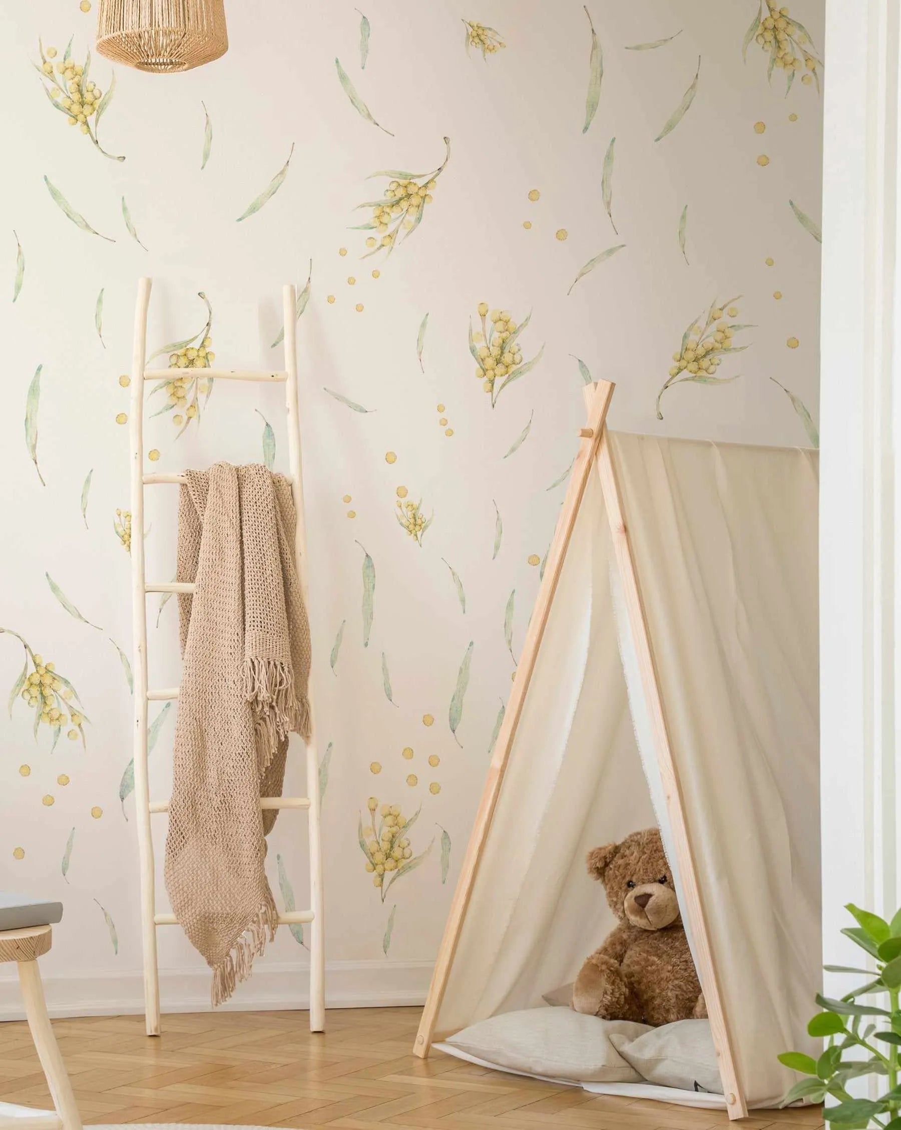 Wattle & Eucalyptus Decal set-Decals-Olive et Oriel-Decorate your kids bedroom wall decor with removable wall decals, these fabric kids decals are a great way to add colour and update your children's bedroom. Available as girls wall decals or boys wall decals, there are also nursery decals.