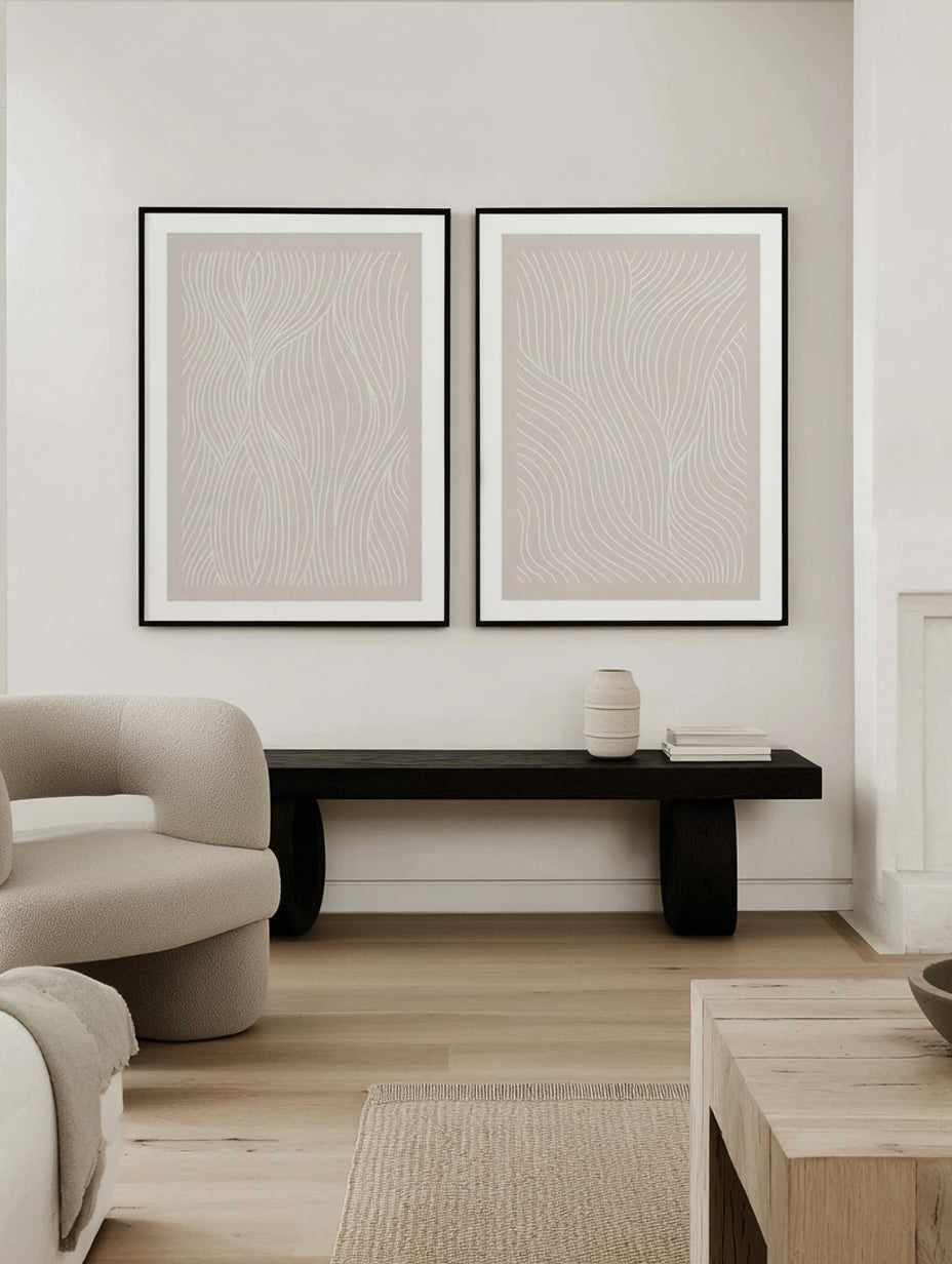 Wave Lines I & II Art Print Set of 2 | Matching Wall Art from Olive et Oriel where you can shop wallpaper and artworks online