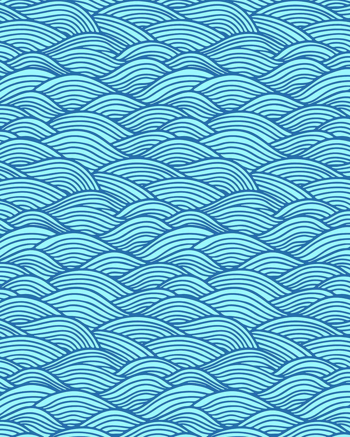 Waves for Days in Bright Blue Wallpaper