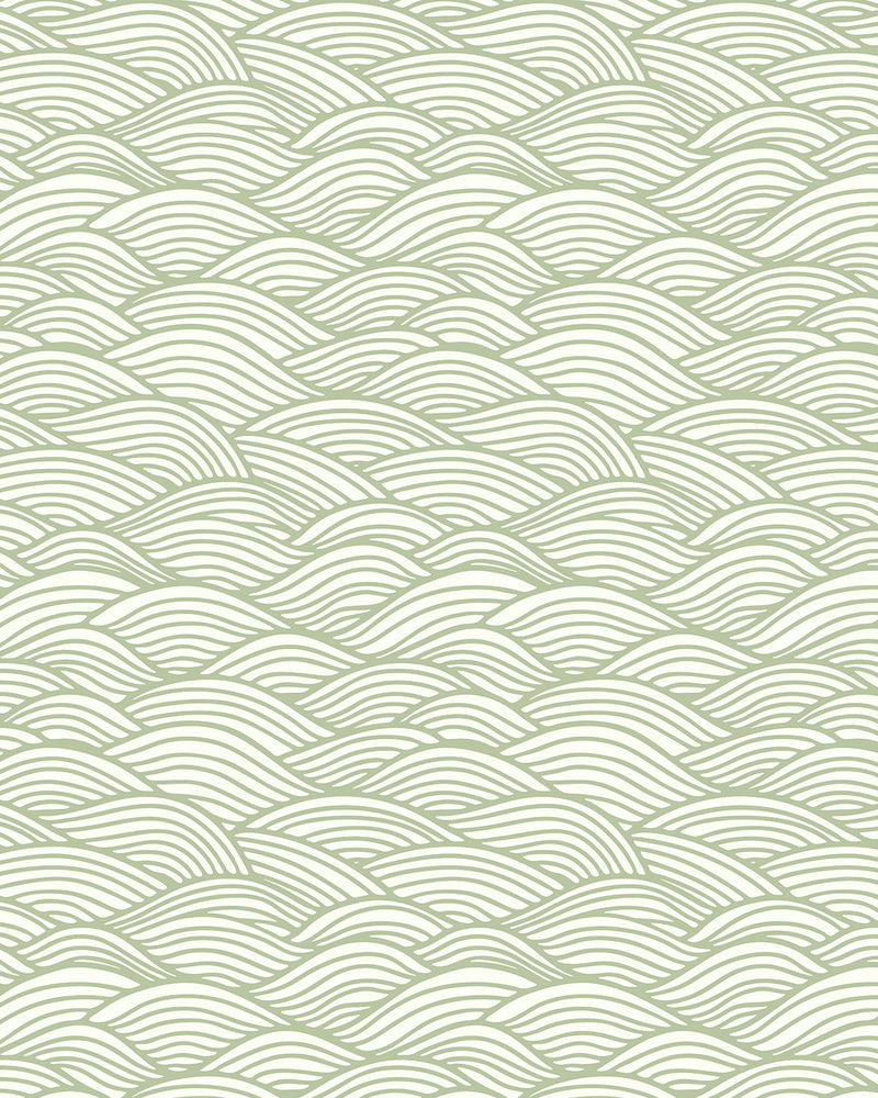 Waves for Days in Sage Wallpaper