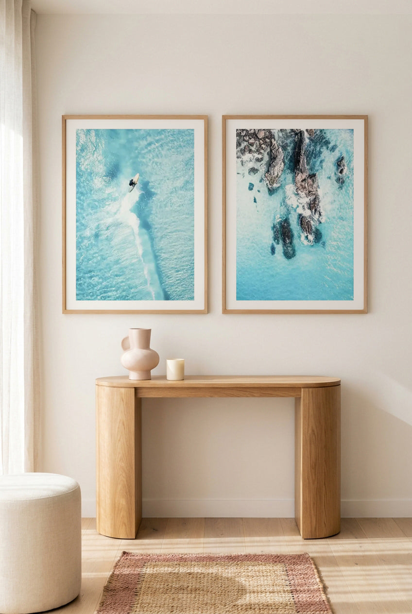 Waves of Esperance & Coastline of Esperance WA Art Print Set of 2 | Matching Wall Art