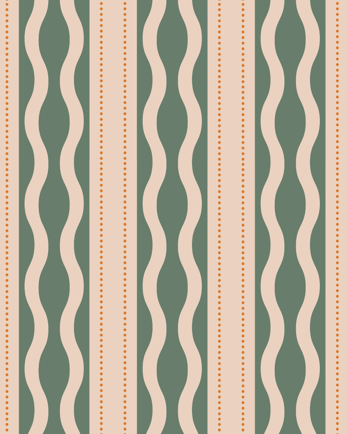 Wavy Tides in Green By the Roll Wallpaper