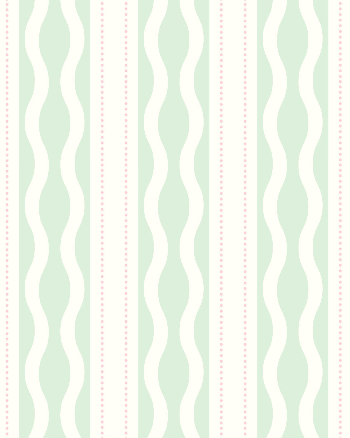 Wavy Tides in Mint & Pink By the Roll Wallpaper