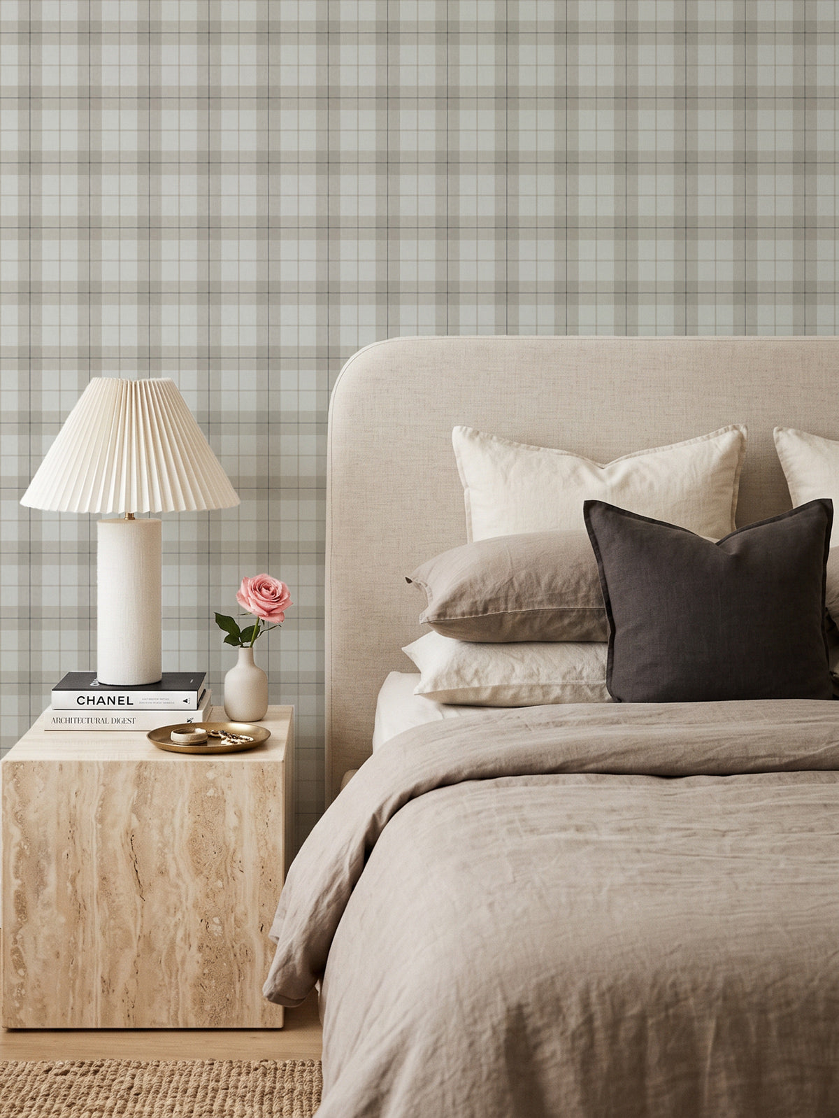 Westbrook Tartan in Grey Wallpaper