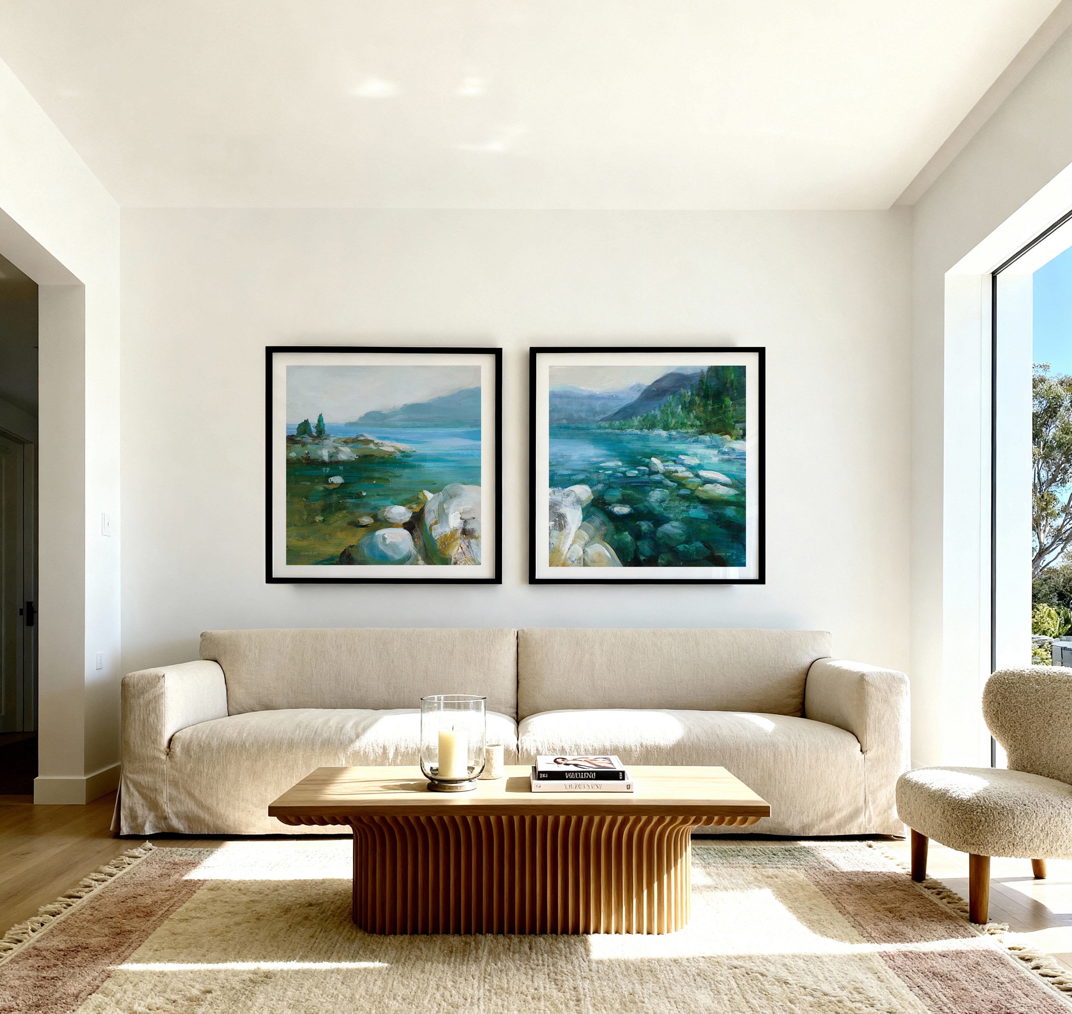 Western Lake I & II Art Print Set of 2 | Matching Wall Art