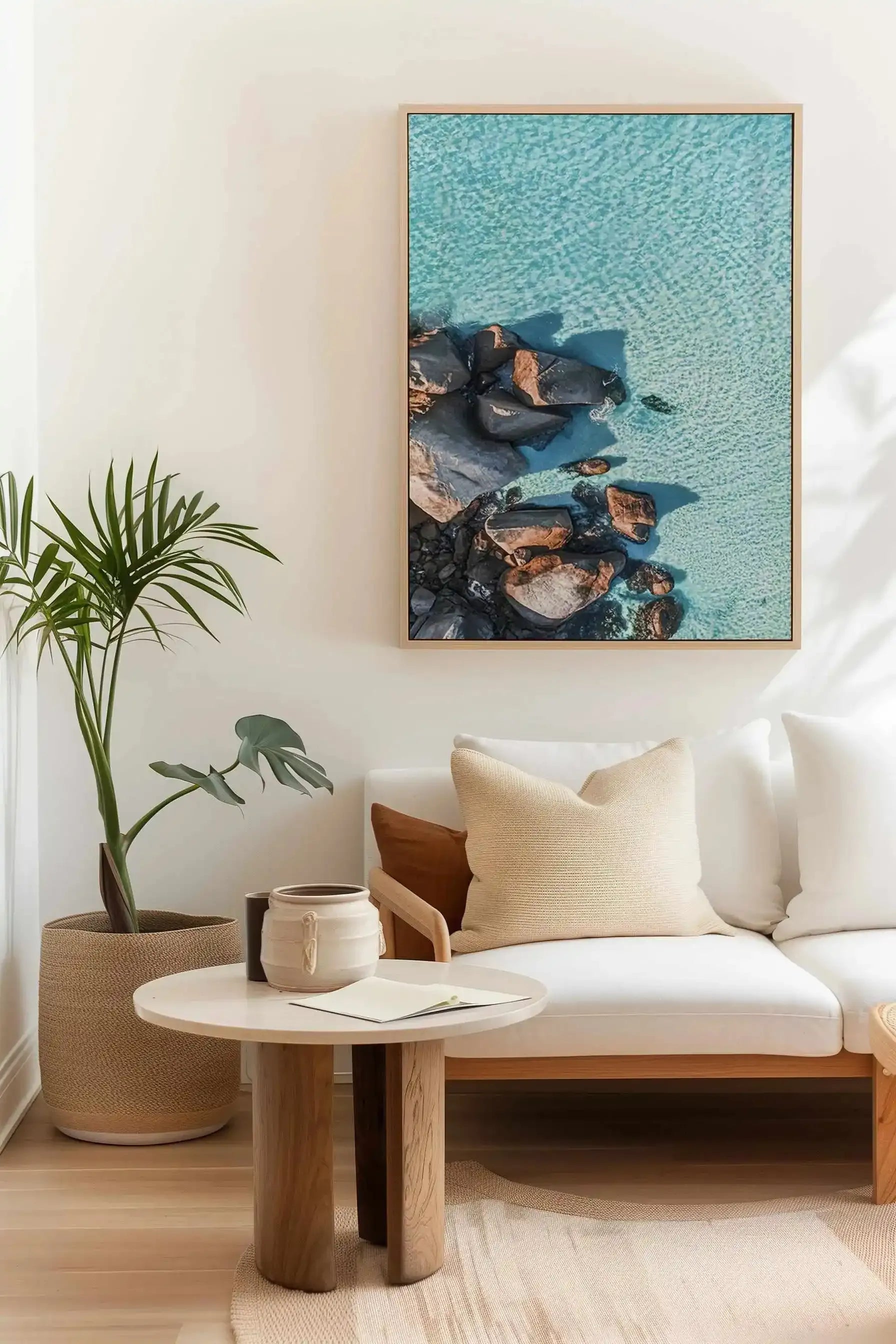Wests Beach Esperance | Aerial Photo Wall Framed Canvas Art Print from Olive et Oriel where you can shop wallpaper and artworks online