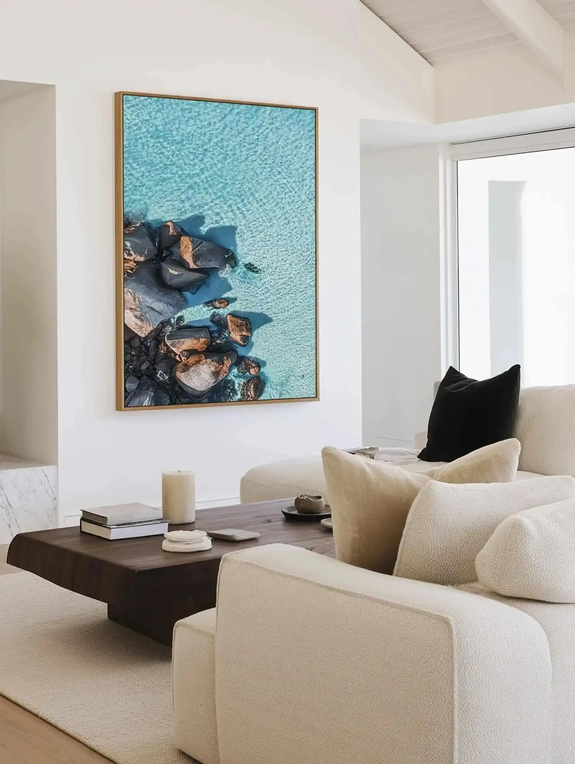 Wests Beach Esperance | Aerial Photo Wall Framed Canvas Art Print from Olive et Oriel where you can shop wallpaper and artworks online