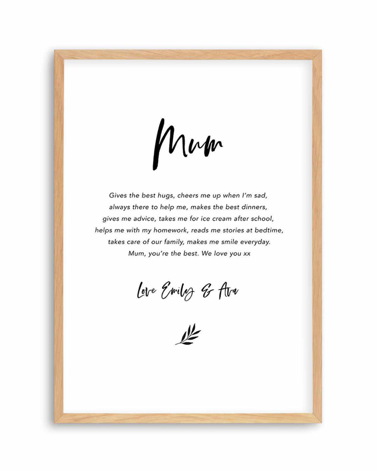 What I Love About Mum | Personalise Me! Art Print