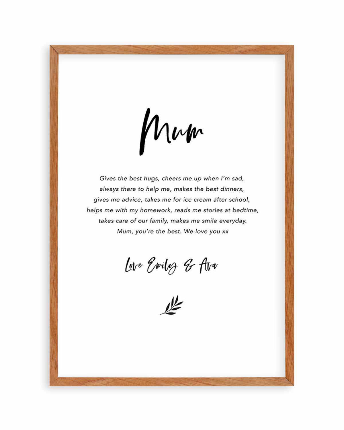 What I Love About Mum | Personalise Me! Art Print