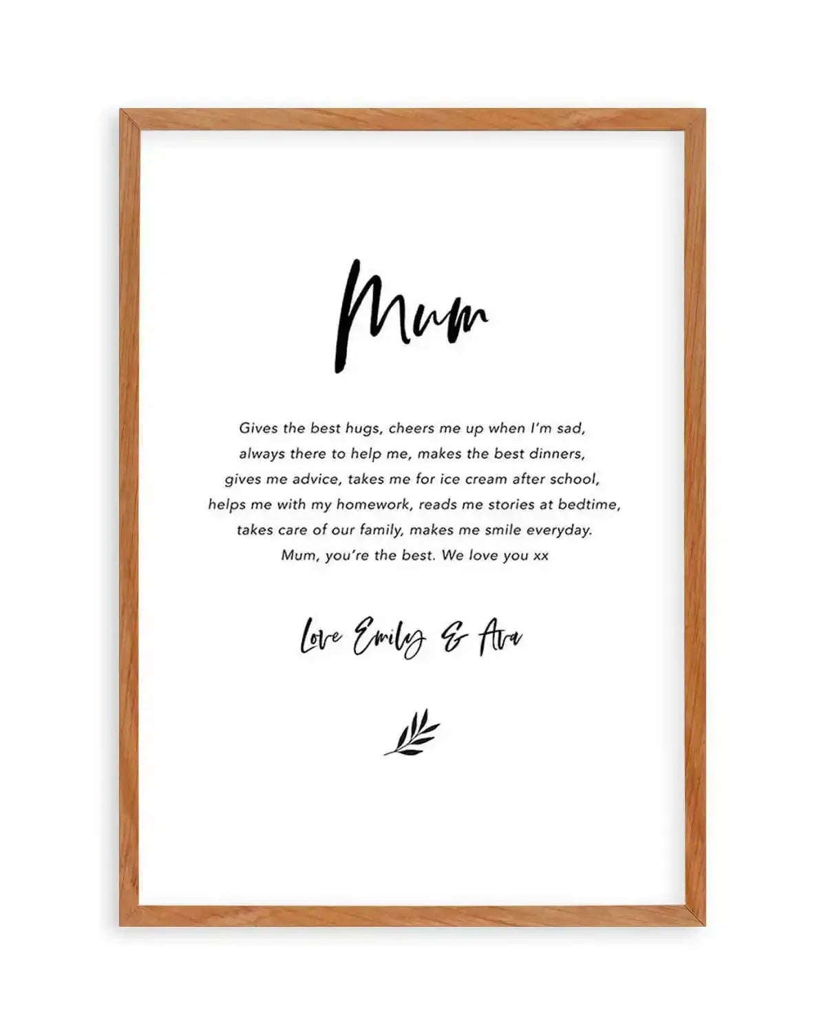 What I Love About Mum | Personalise Me! Art Print from Olive et Oriel where you can shop wallpaper and artworks online