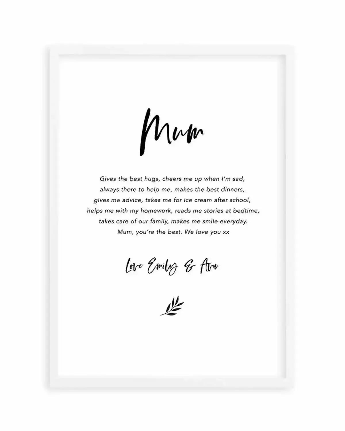 What I Love About Mum | Personalise Me! Art Print from Olive et Oriel where you can shop wallpaper and artworks online