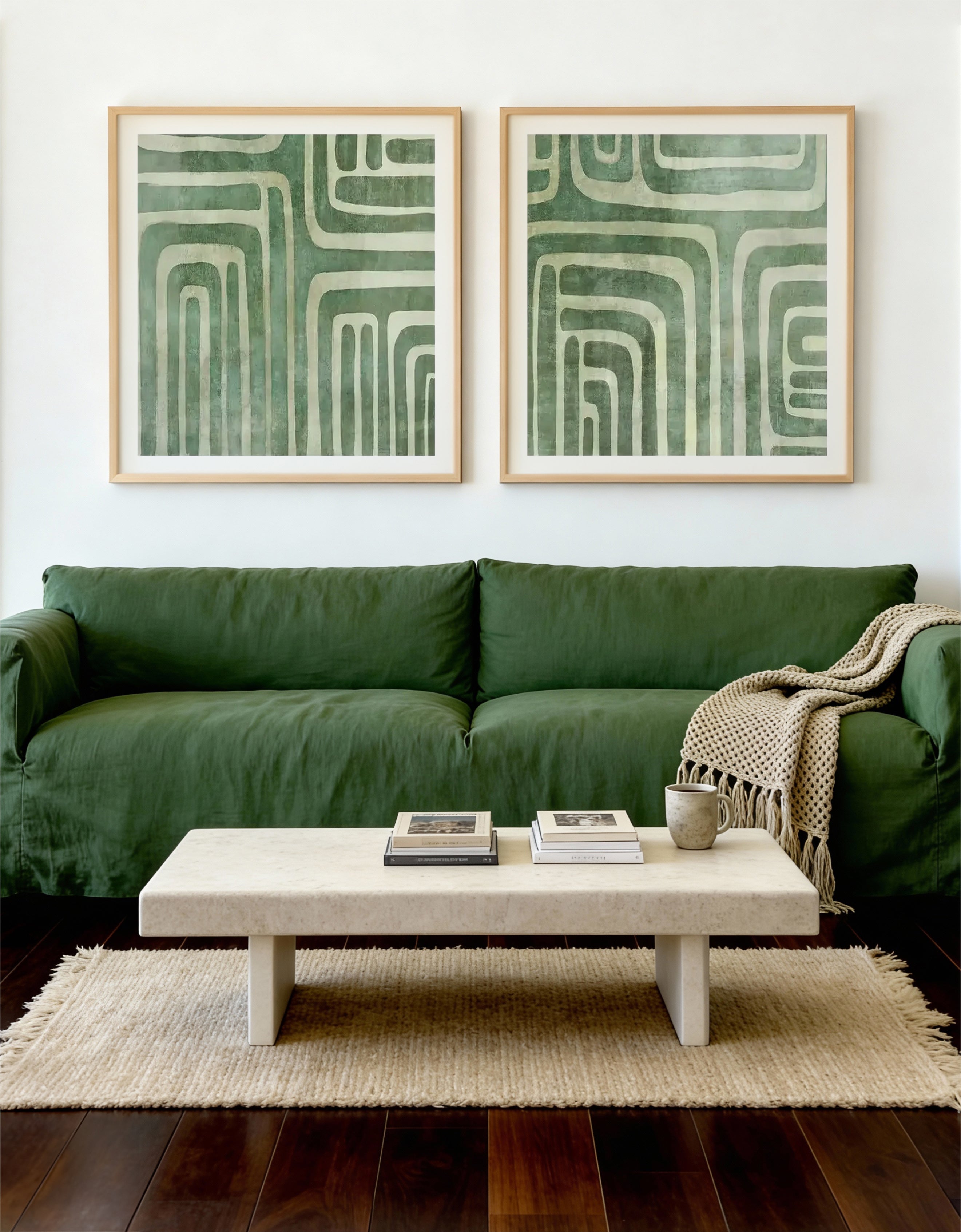 Whimsical Green I & II Art Print Set of 2 | Matching Wall Art