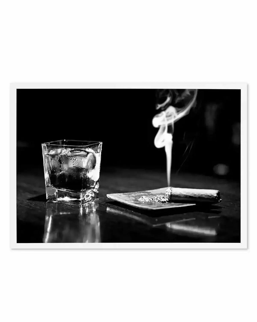 Whisky & Cigars Art Print black black & white vintage art print