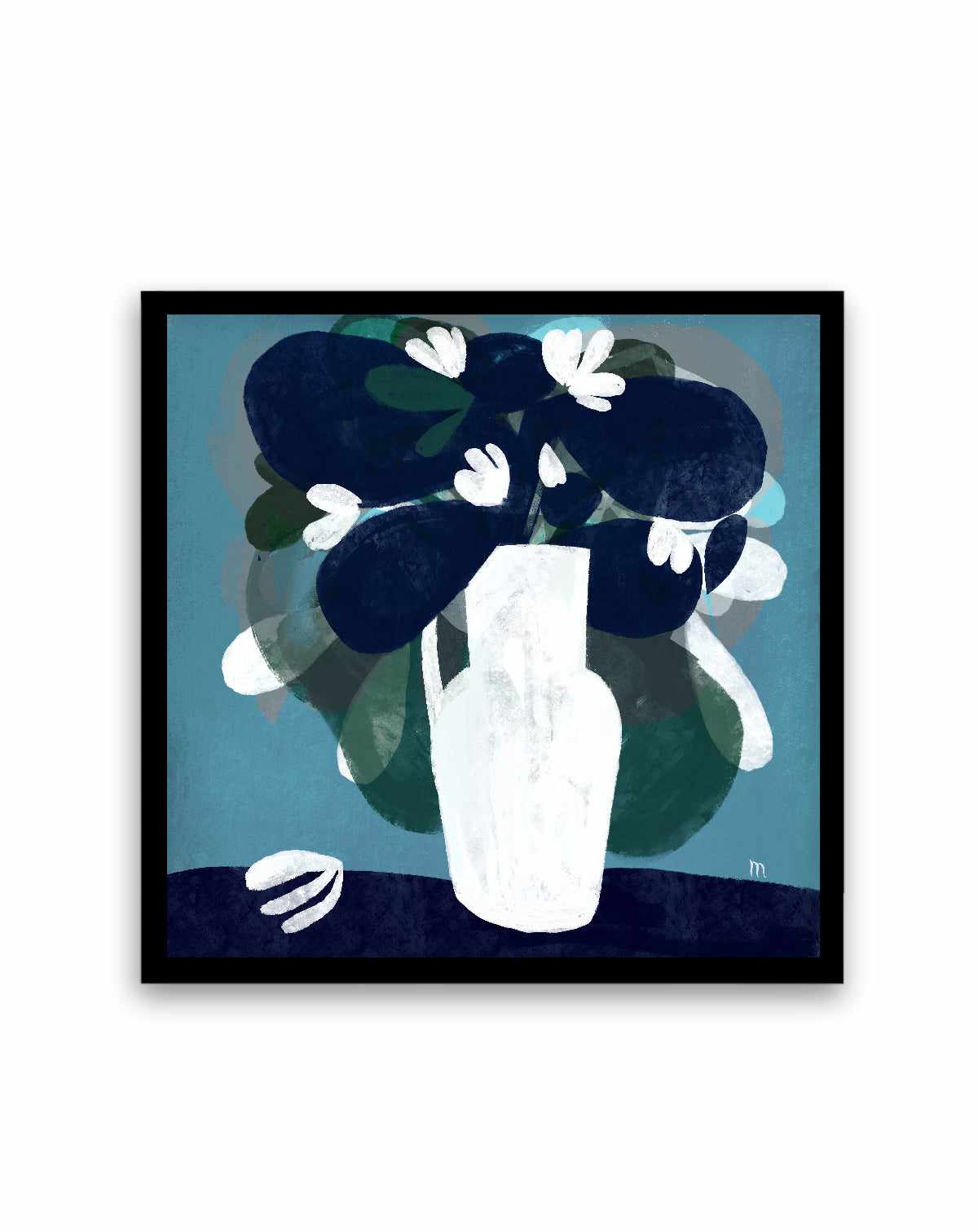 White Flowers in Blue Room by Marco Marella | Art Print