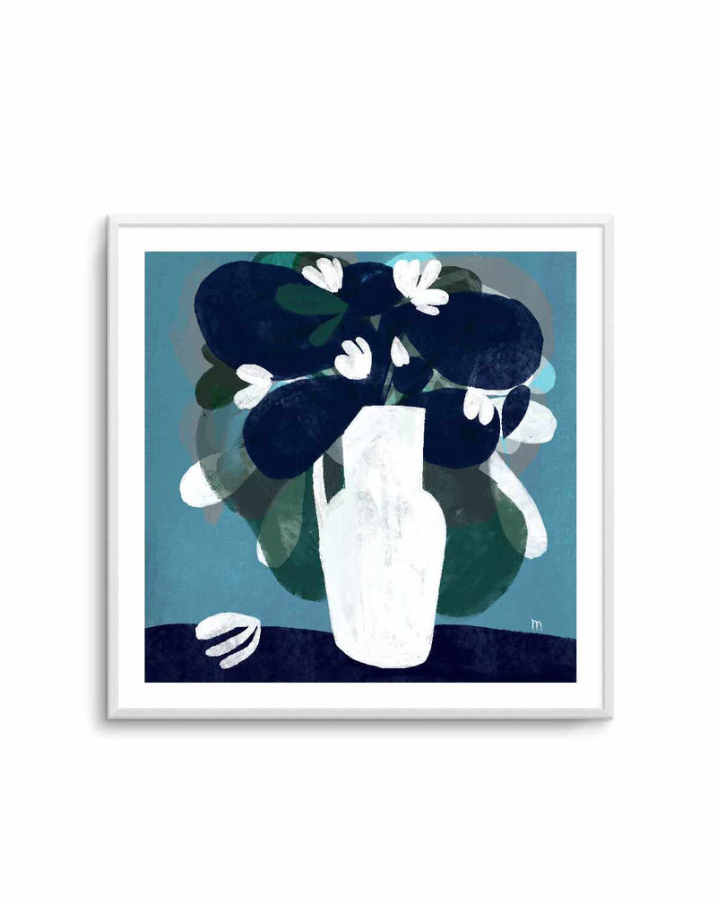 White Flowers in Blue Room by Marco Marella | Art Print