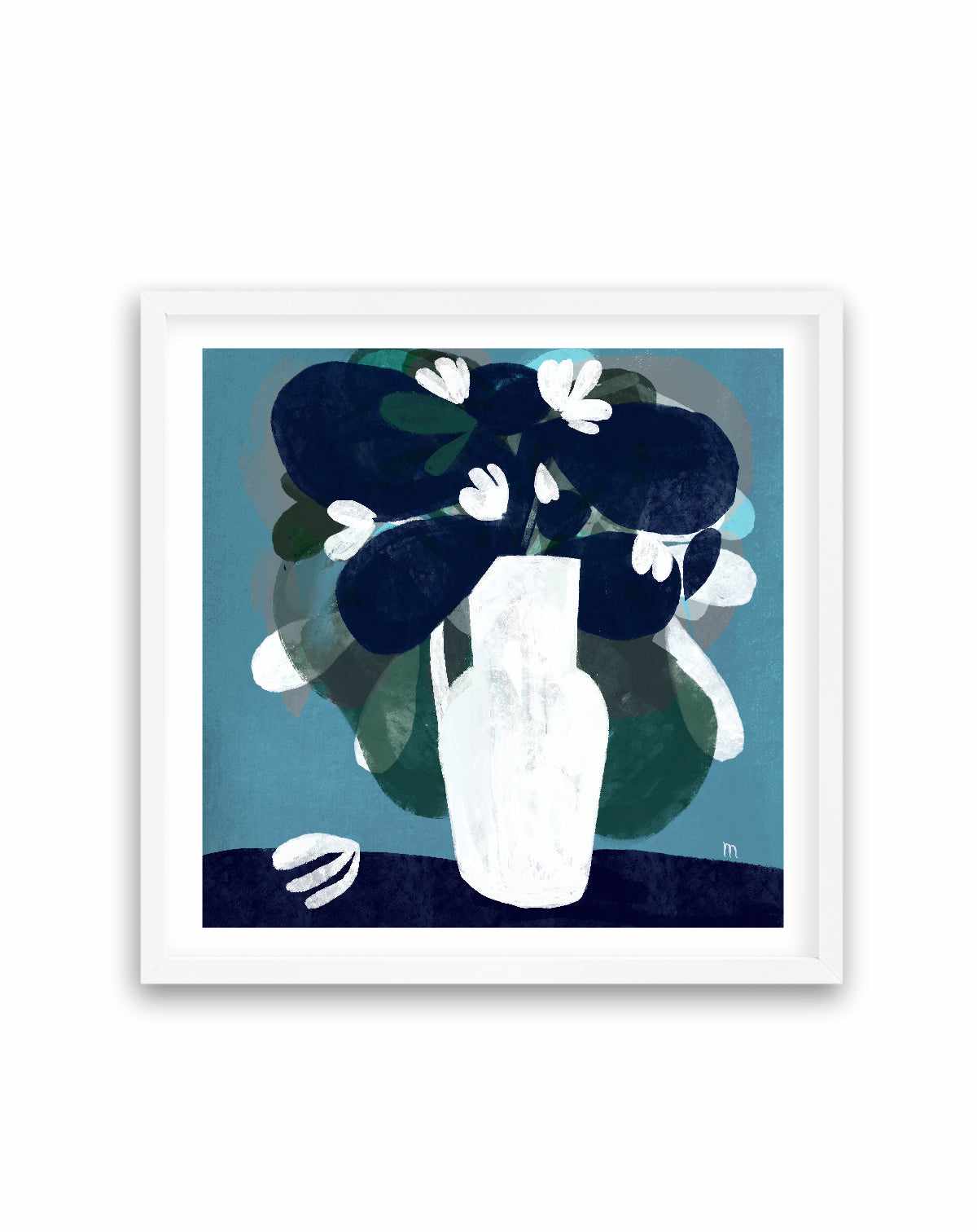 White Flowers in Blue Room by Marco Marella | Art Print