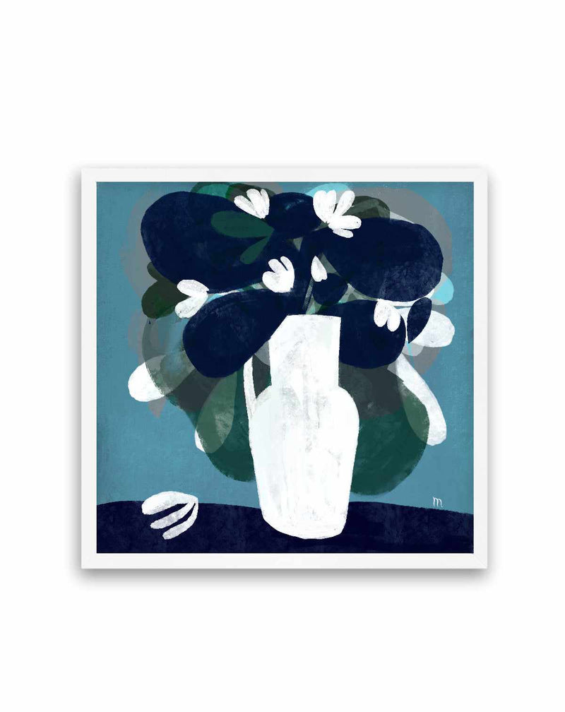 White Flowers in Blue Room by Marco Marella | Art Print