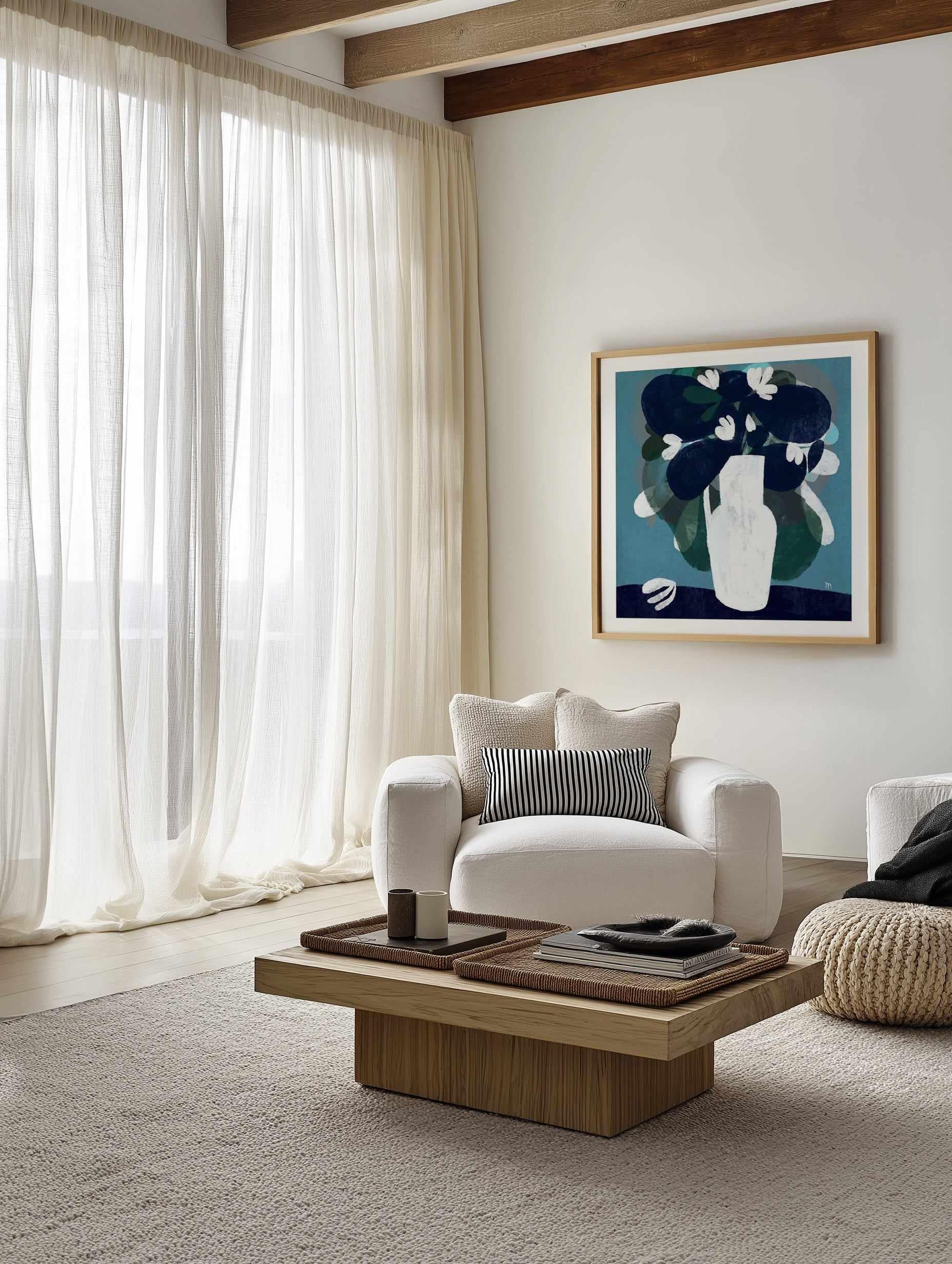 White Flowers in Blue Room by Marco Marella | Art Print from Olive et Oriel where you can shop wallpaper and artworks online