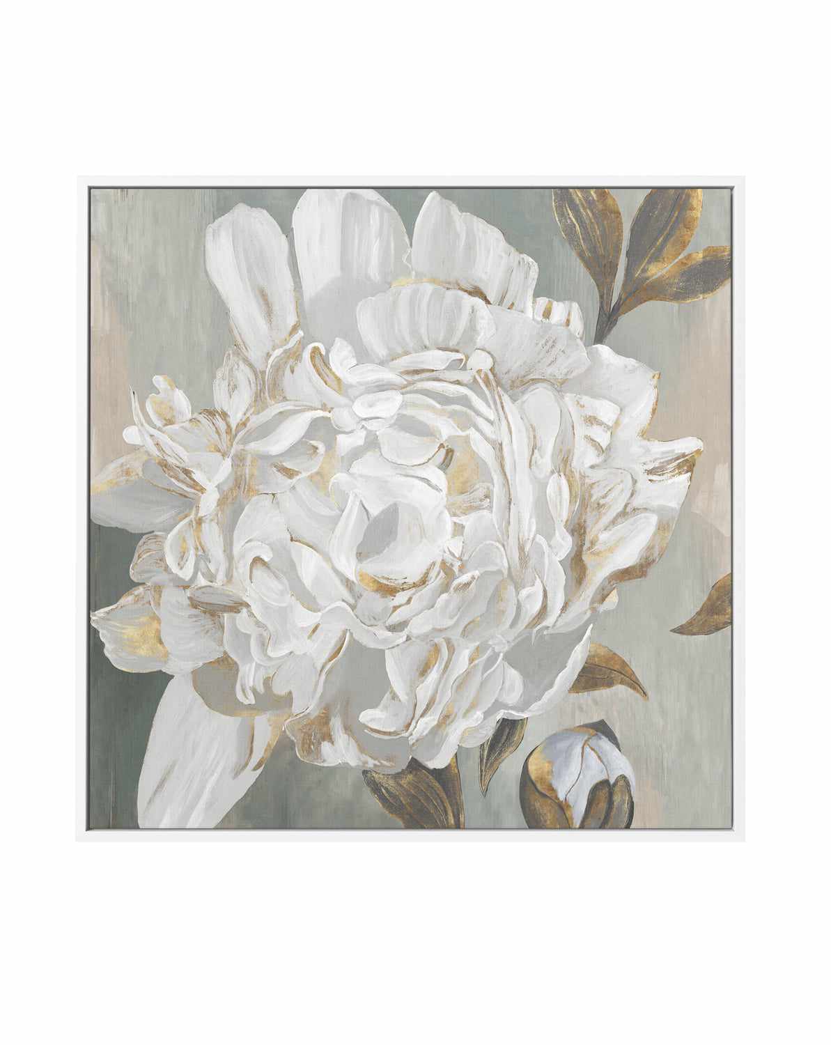 White Foliole | Framed Canvas Art Print