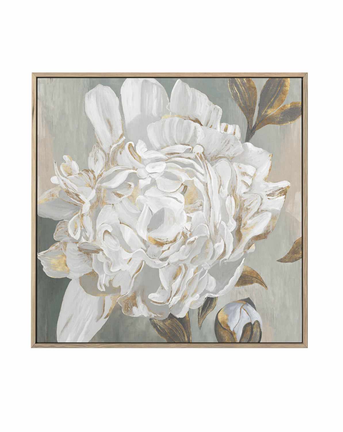 White Foliole | Framed Canvas Art Print