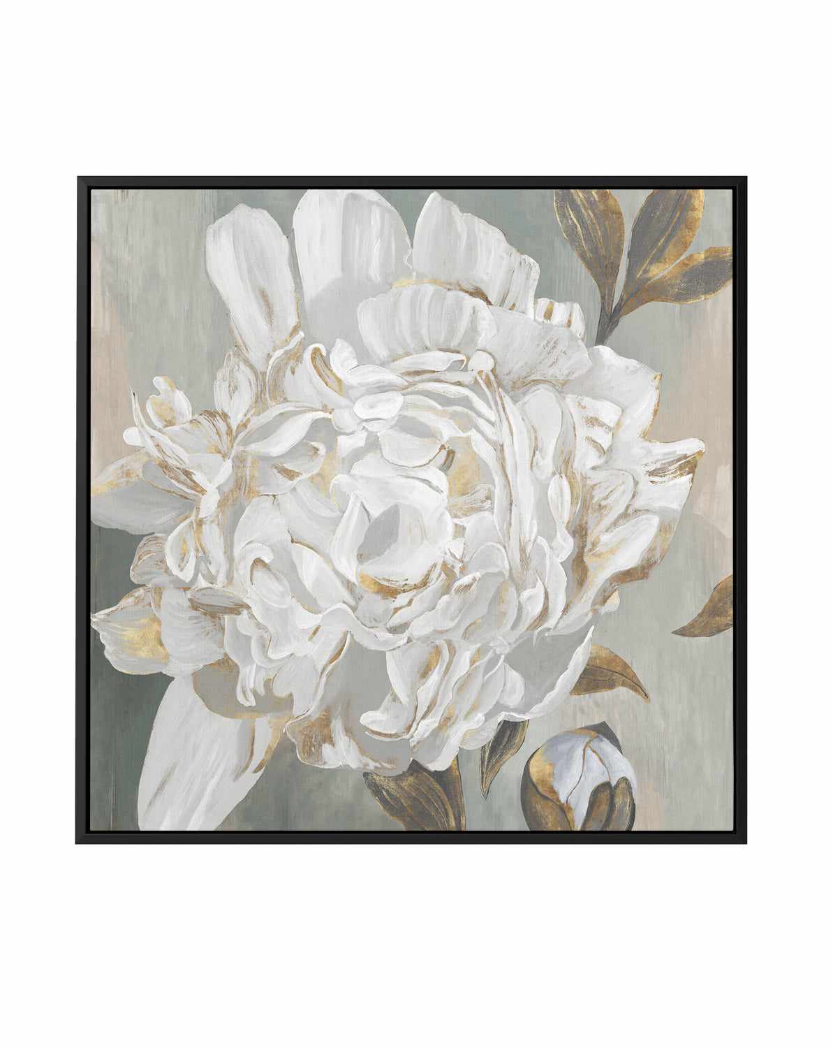 White Foliole | Framed Canvas Art Print