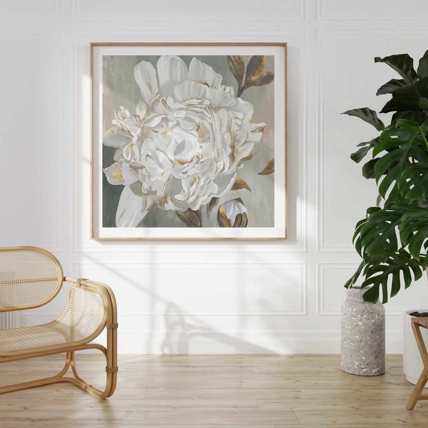 White Foliole Art Print from Olive et Oriel where you can shop wallpaper and artworks online