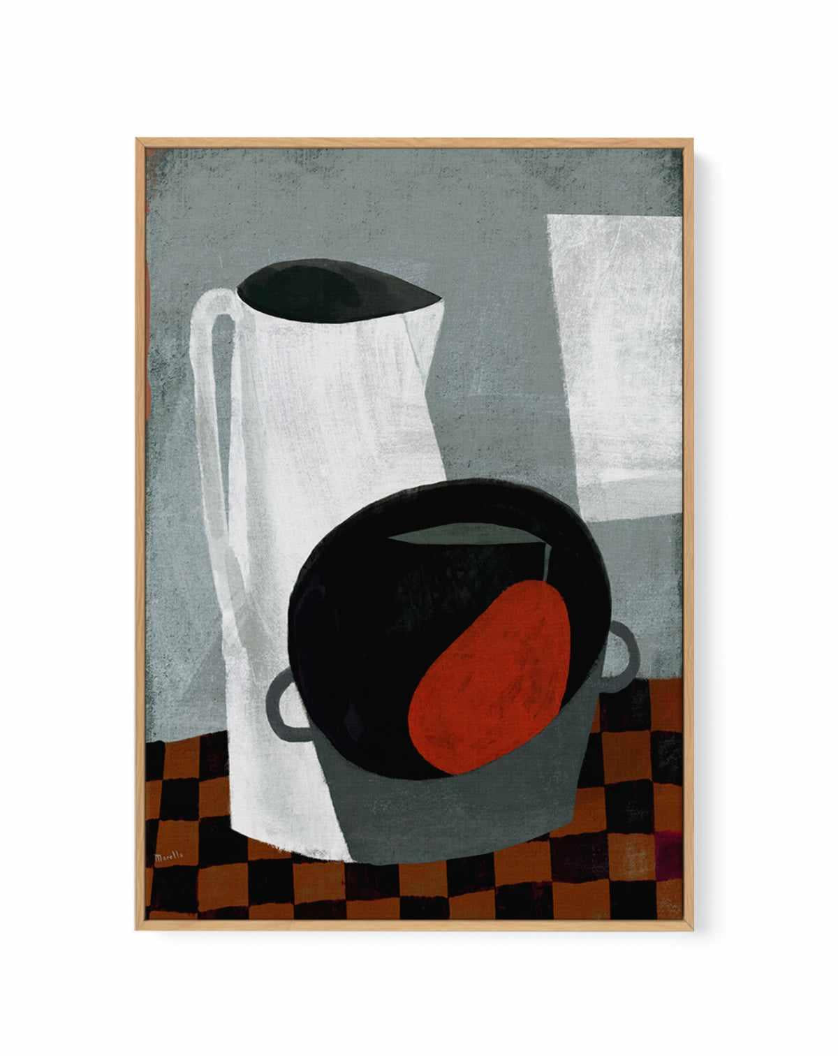 White Jug and Red Pear by Marco Marella | Framed Canvas Art Print from Olive et Oriel where you can shop wallpaper and artworks online