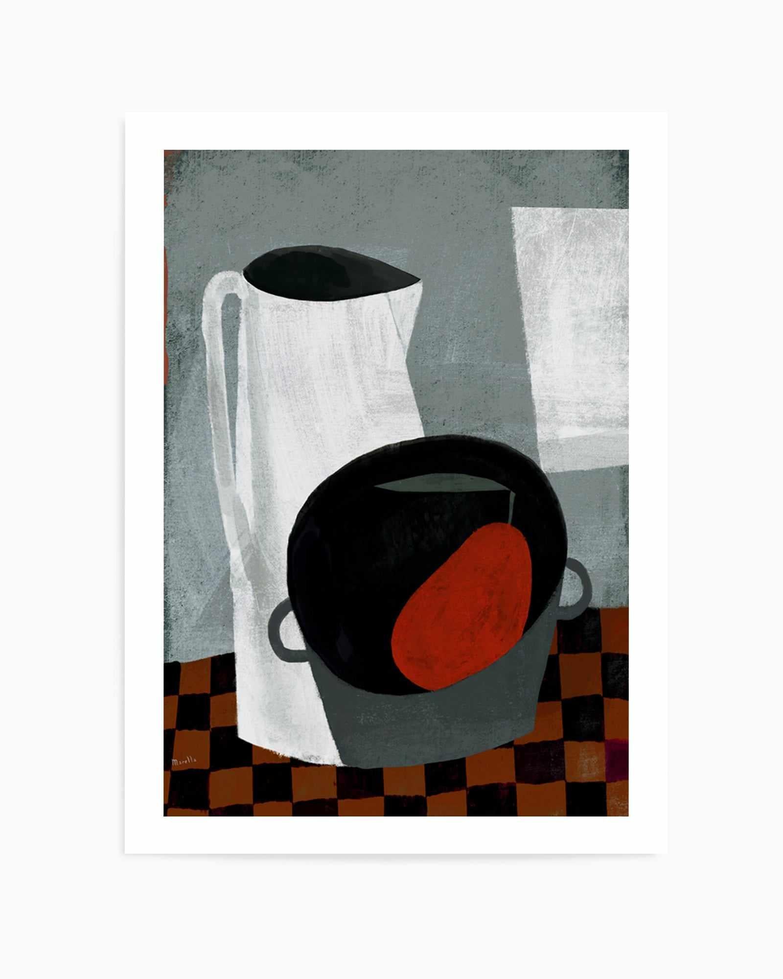White Jug and Red Pear by Marco Marella | Art Print from Olive et Oriel where you can shop wallpaper and artworks online