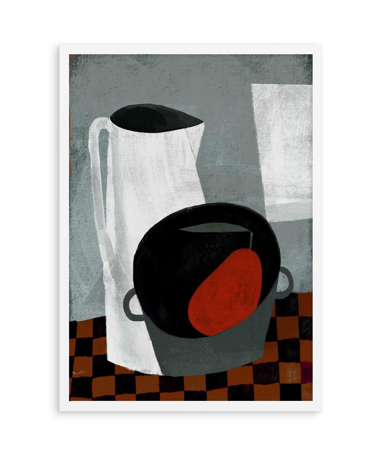White Jug and Red Pear by Marco Marella | Art Print from Olive et Oriel where you can shop wallpaper and artworks online