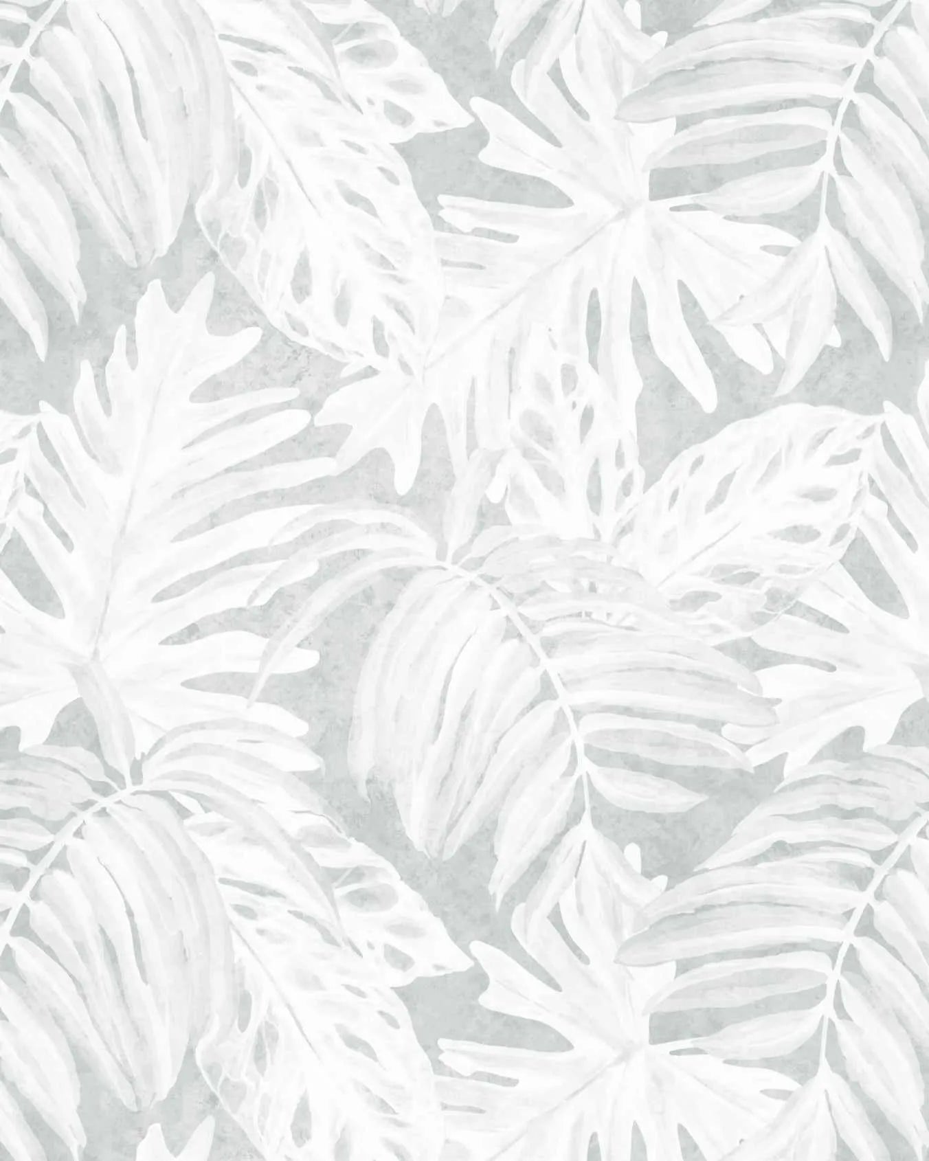 White Luxe Palm Wallpaper in Grey from Olive et Oriel where you can shop wallpaper and artworks online